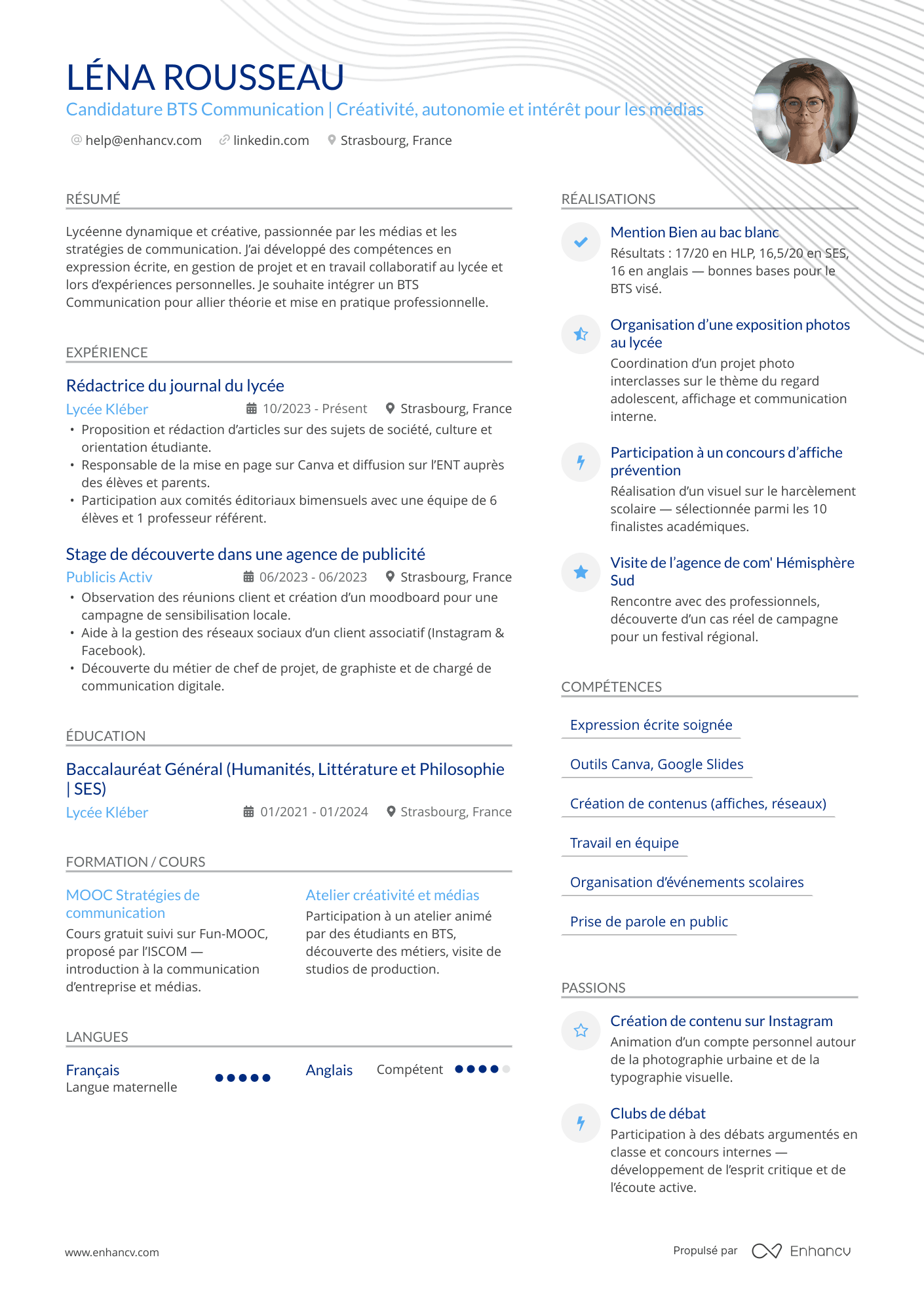 CV pour Parcoursup BTS