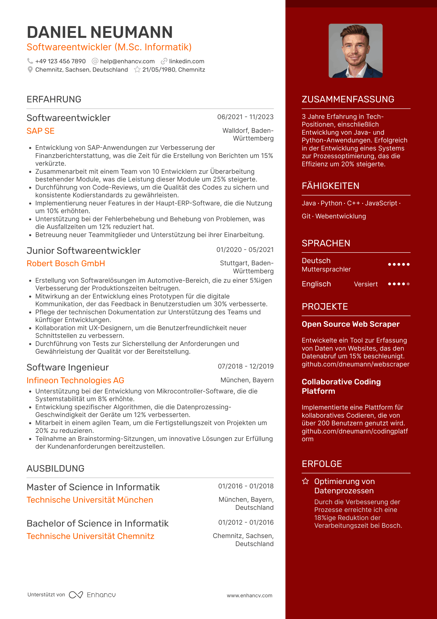 Lebenslauf als Einsteiger Softwareentwickler