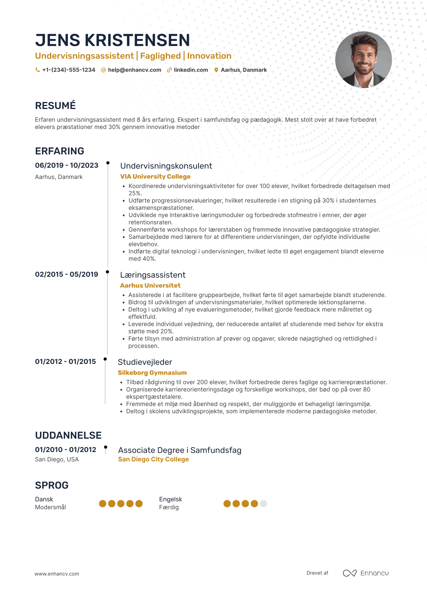 CV til Samfundsfag undervisningsassistent