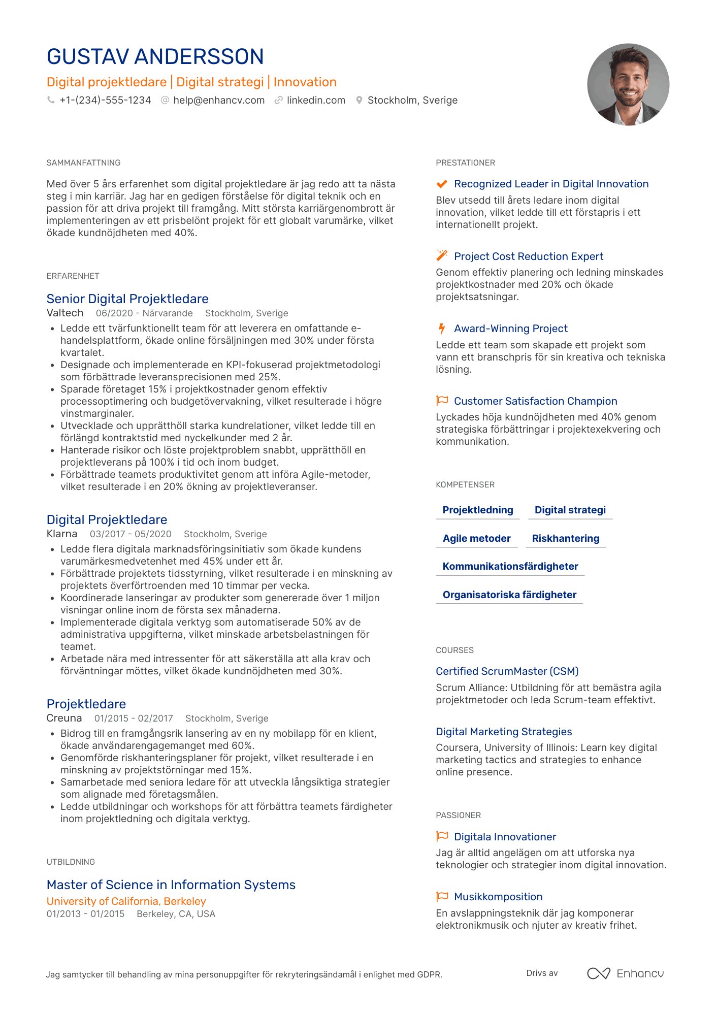 CV för Digital projektledare