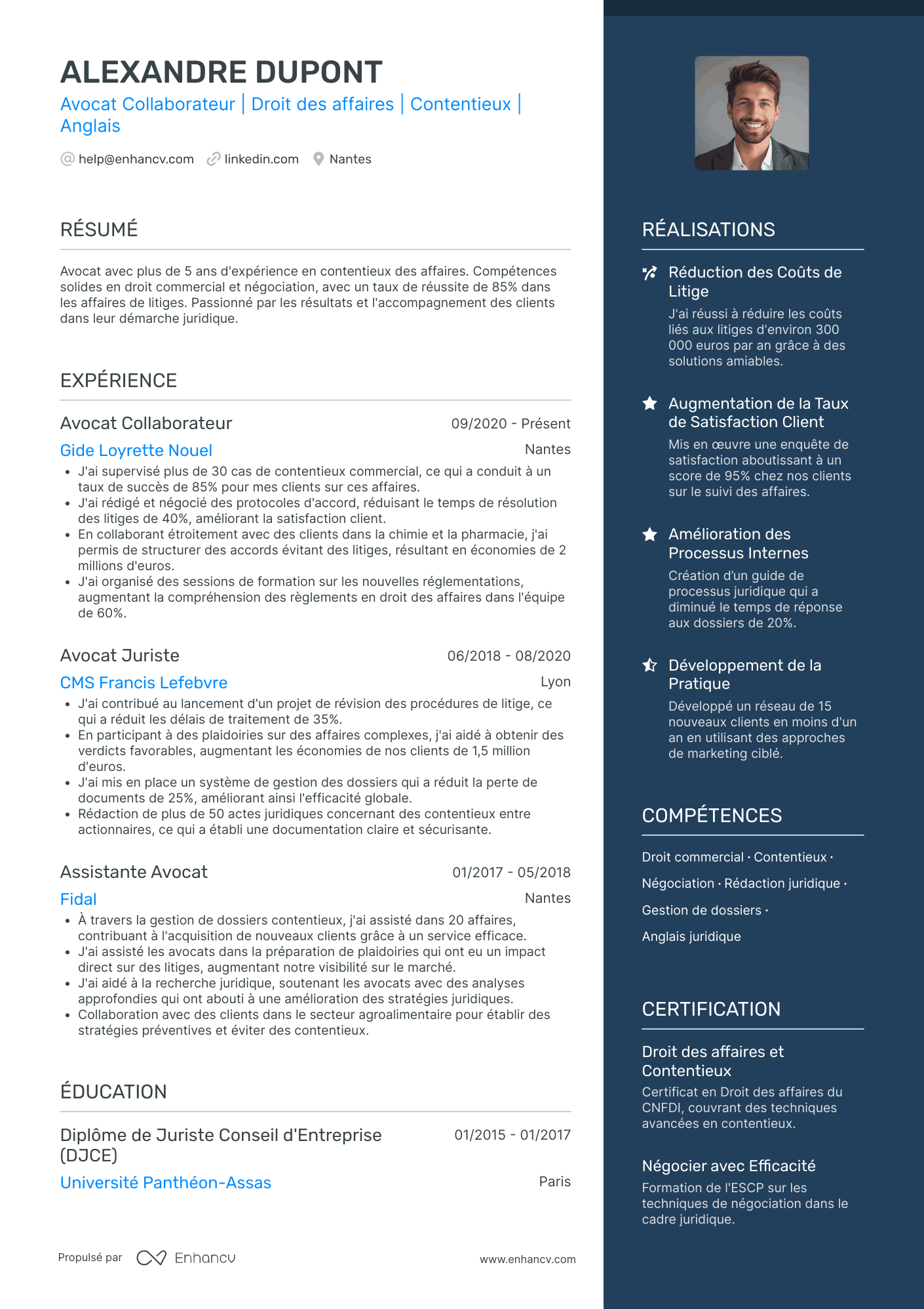 Avocat en anglais Exemples de CV