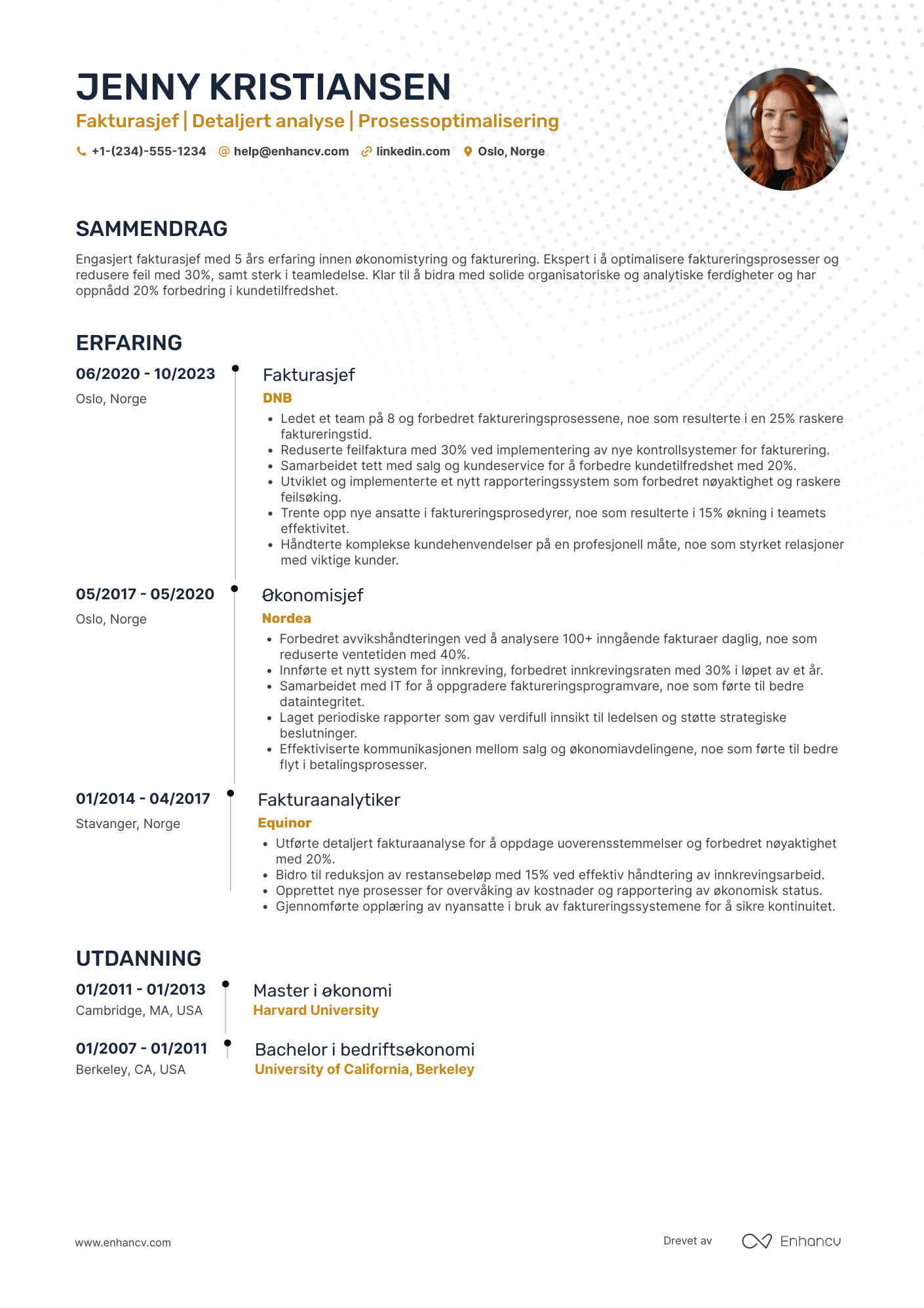 CV for Fakturasjef Salg