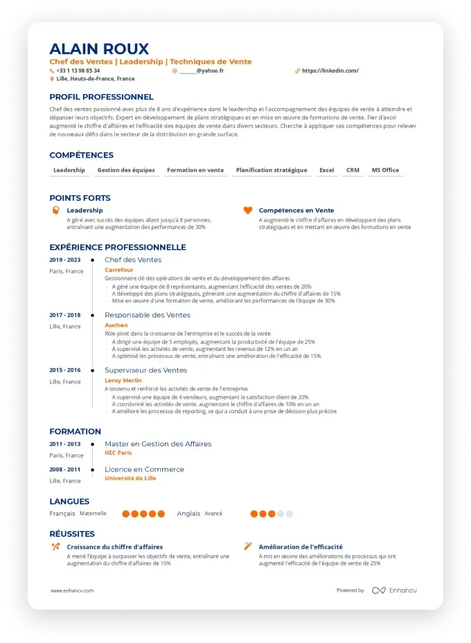 Modèle de CV