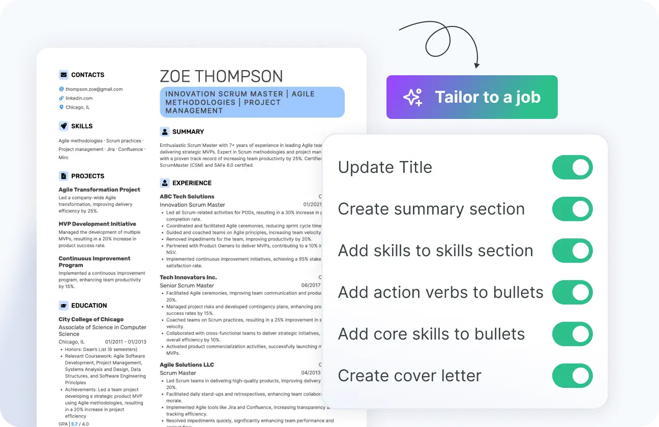Tailor your CV in one click