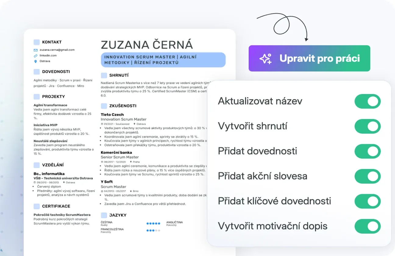 Přizpůsobte své CV jedním kliknutím