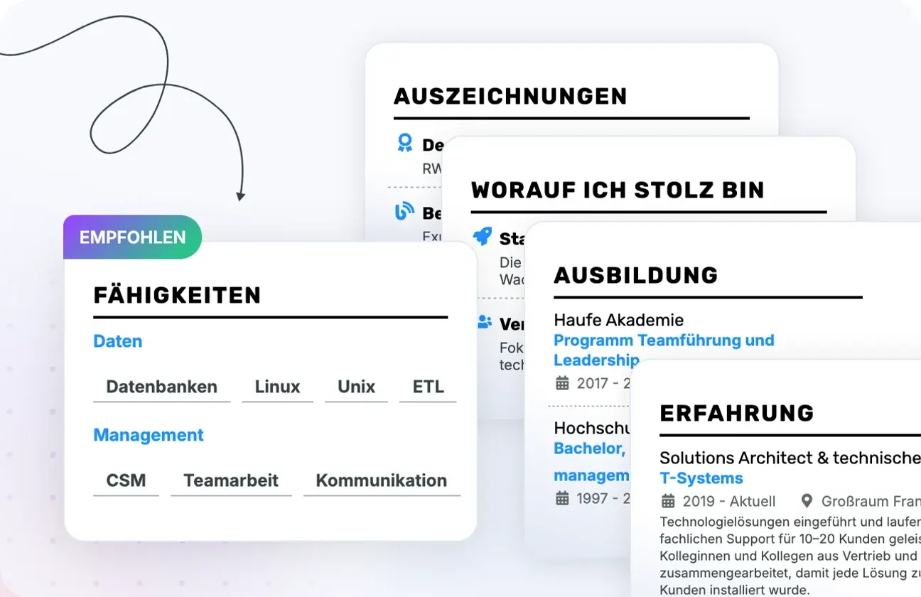 Wählen Sie aus über 20 professionellen Abschnitten