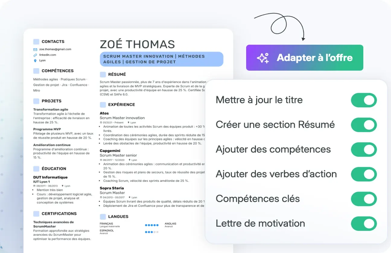 Adaptez votre CV en un clic