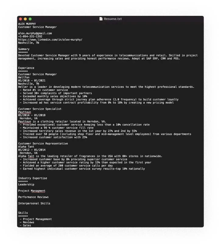 CV Sjabloon