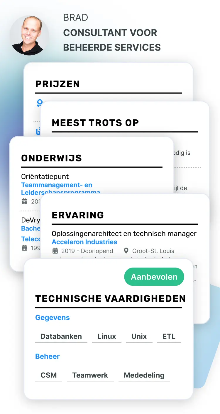 Meer dan 20 professioneel ontworpen cv secties