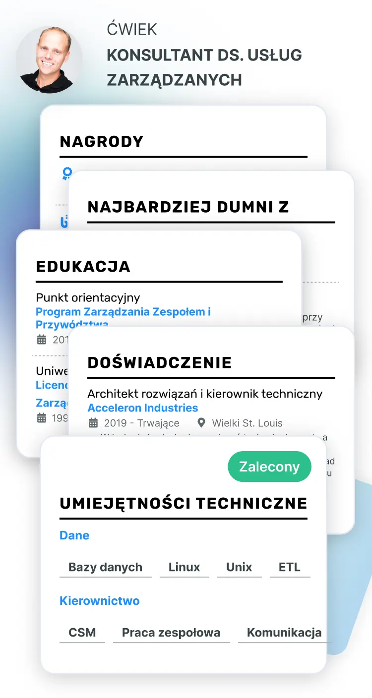 Ponad 20 profesjonalnie zaprojektowanych sekcji CV