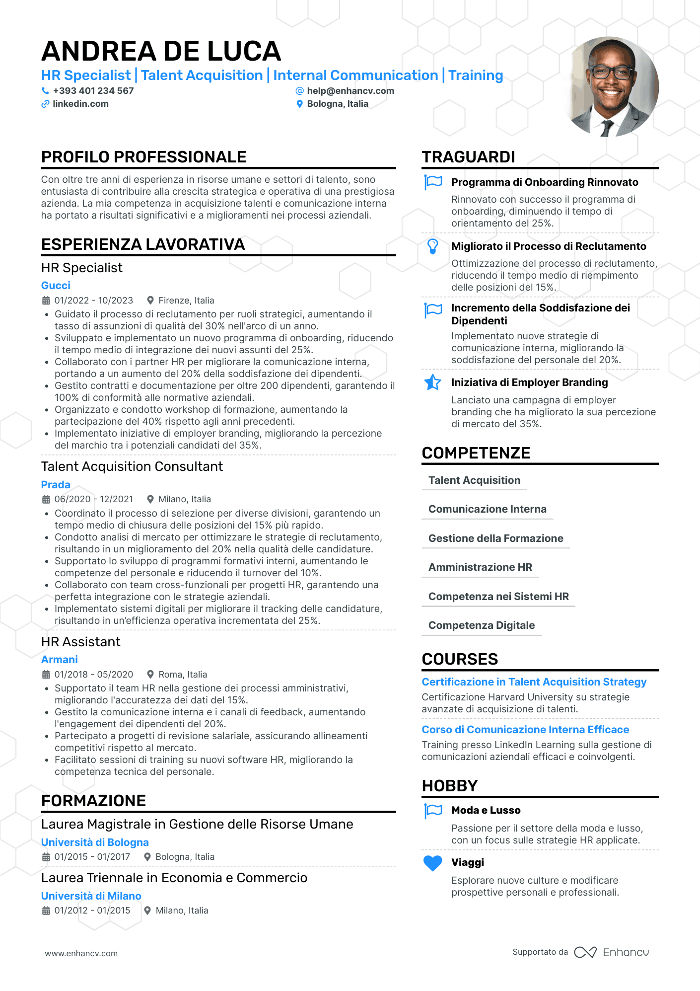 HR Specialist | Talent Acquisition | Internal Communication | Training Esempio di CV