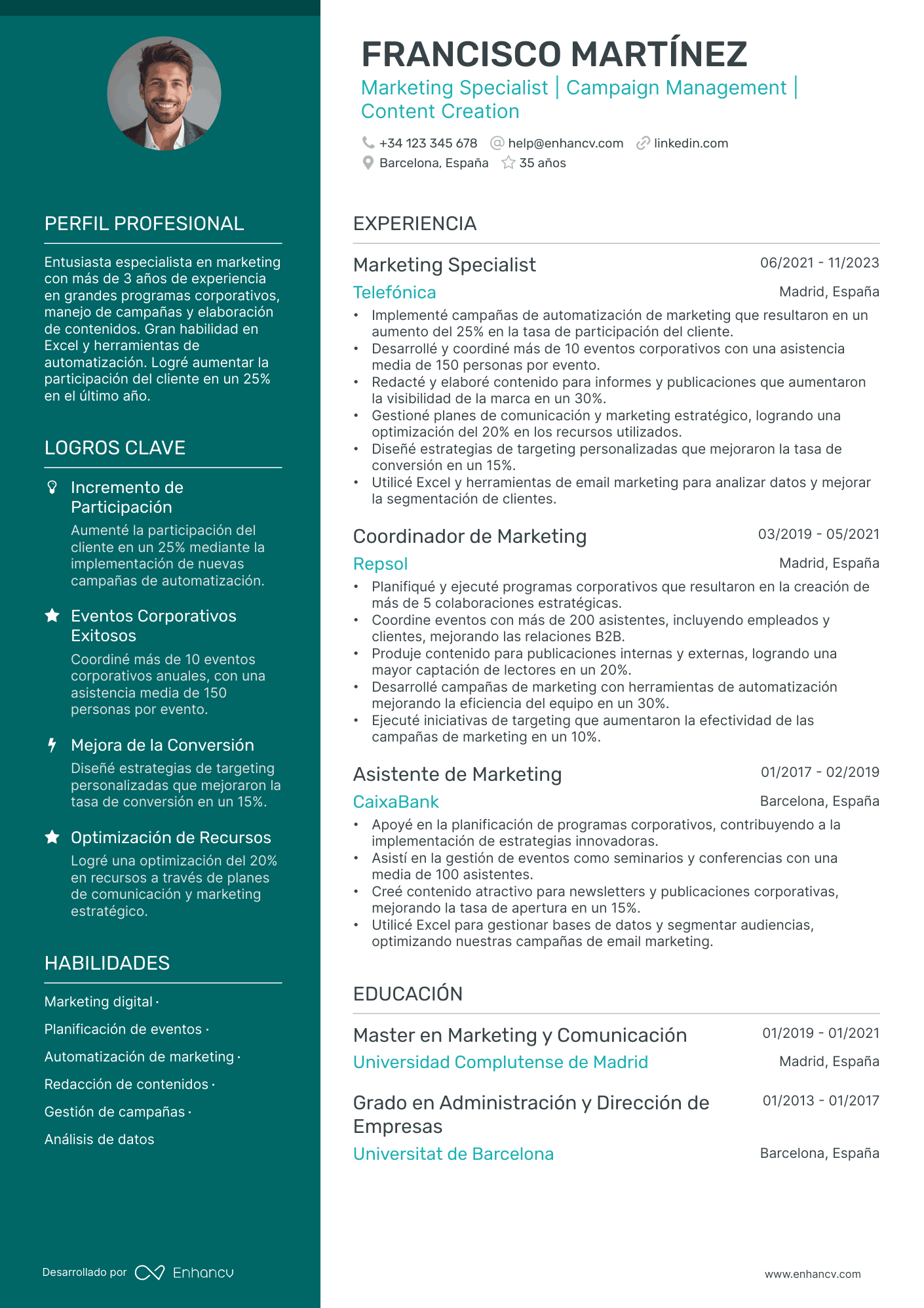 Marketing Specialist | Campaign Management | Content Creation resume example