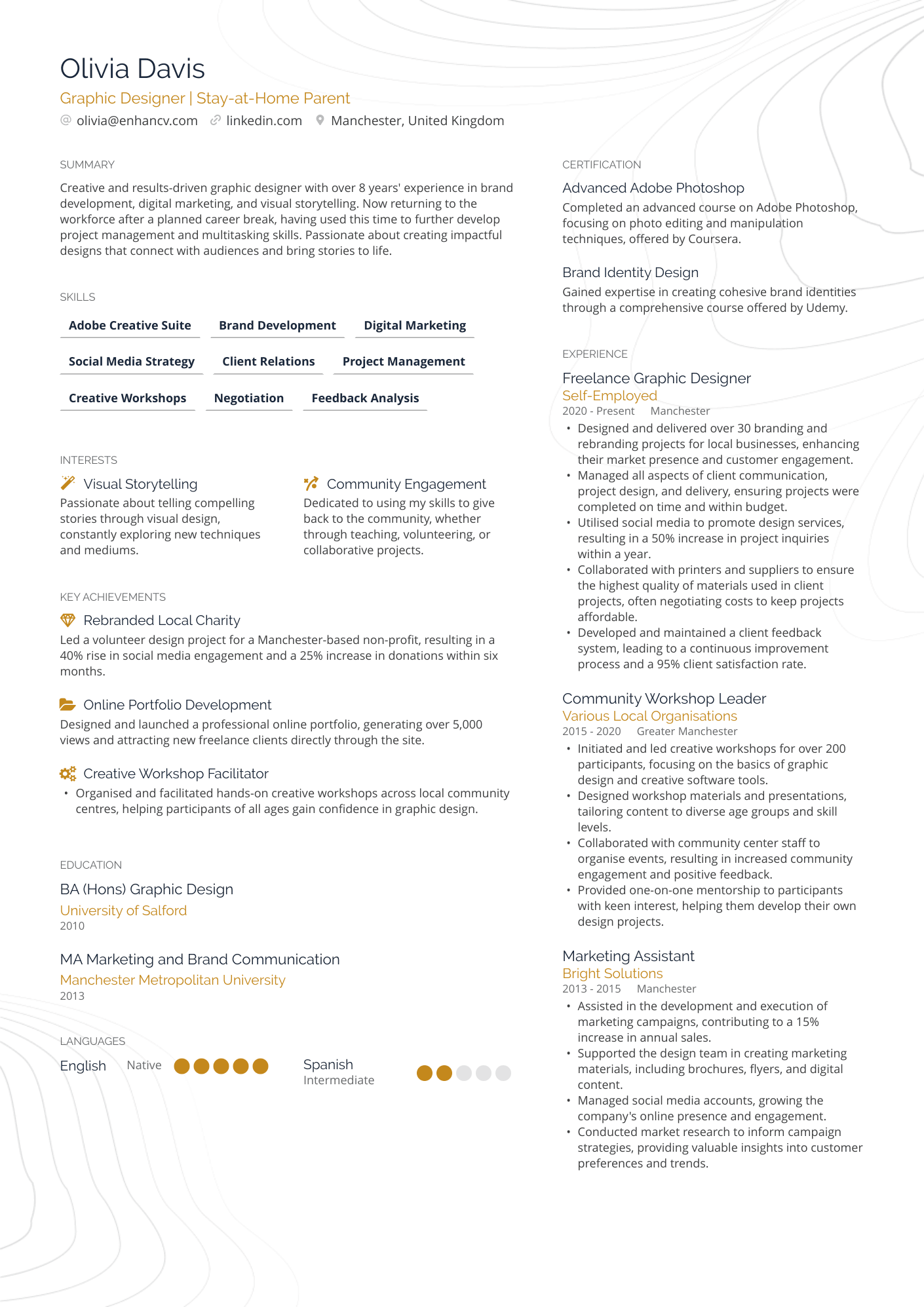 Graphic Designer | Stay at Home Parent resume example