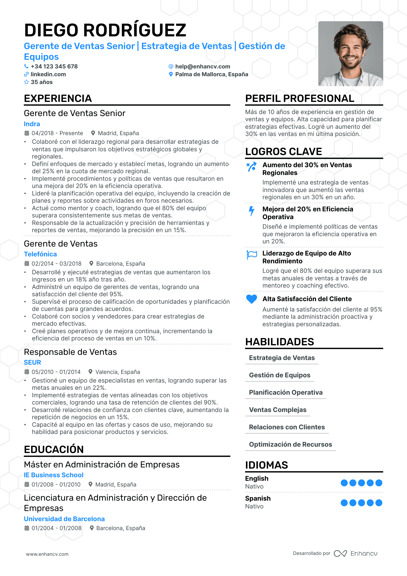 Gerente de Ventas Senior | Estrategia de Ventas | Gestión de Equipos resume example