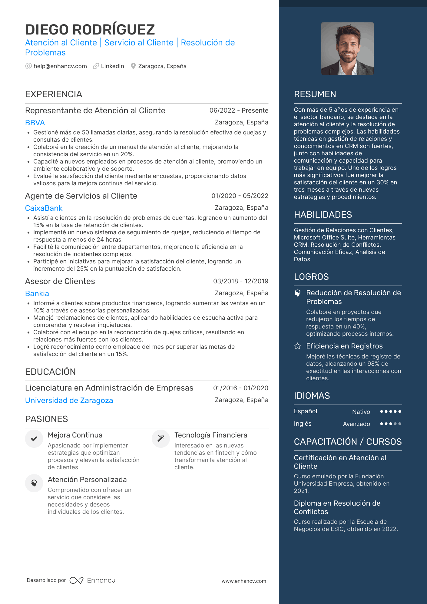 Atención al Cliente | Servicio al Cliente | Resolución de Problemas Ejemplo de CV