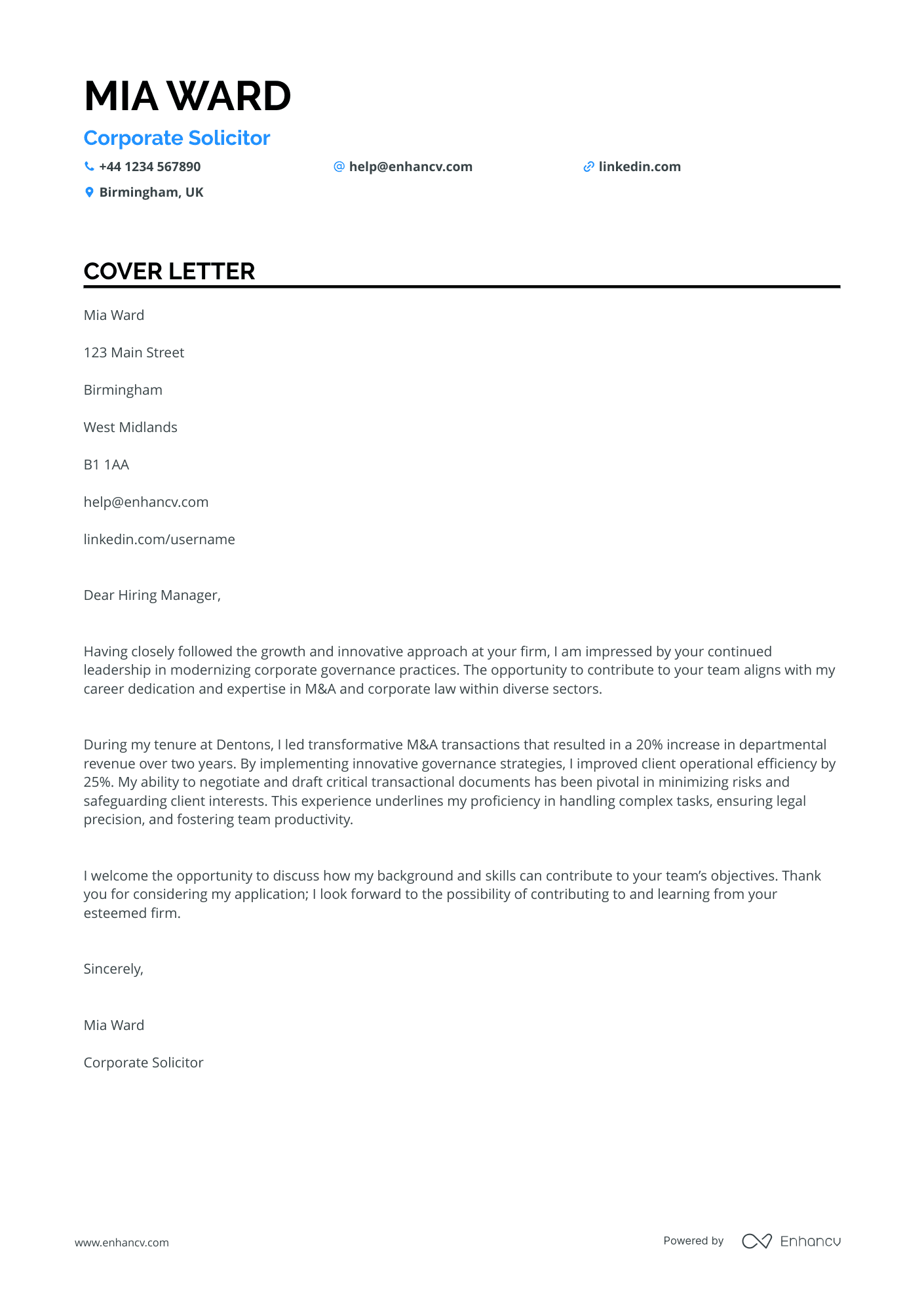 Solicitor cover letter example
