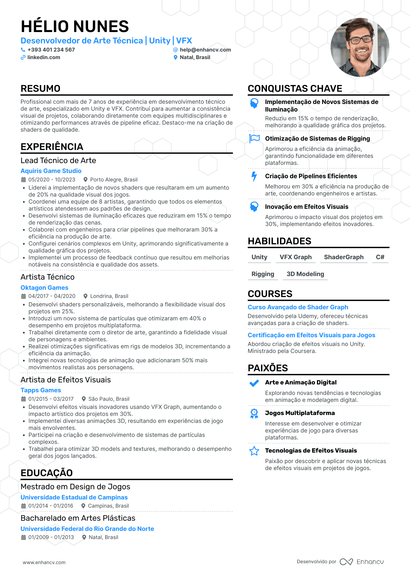Desenvolvedor de Arte Técnica | Unity | VFX resume example