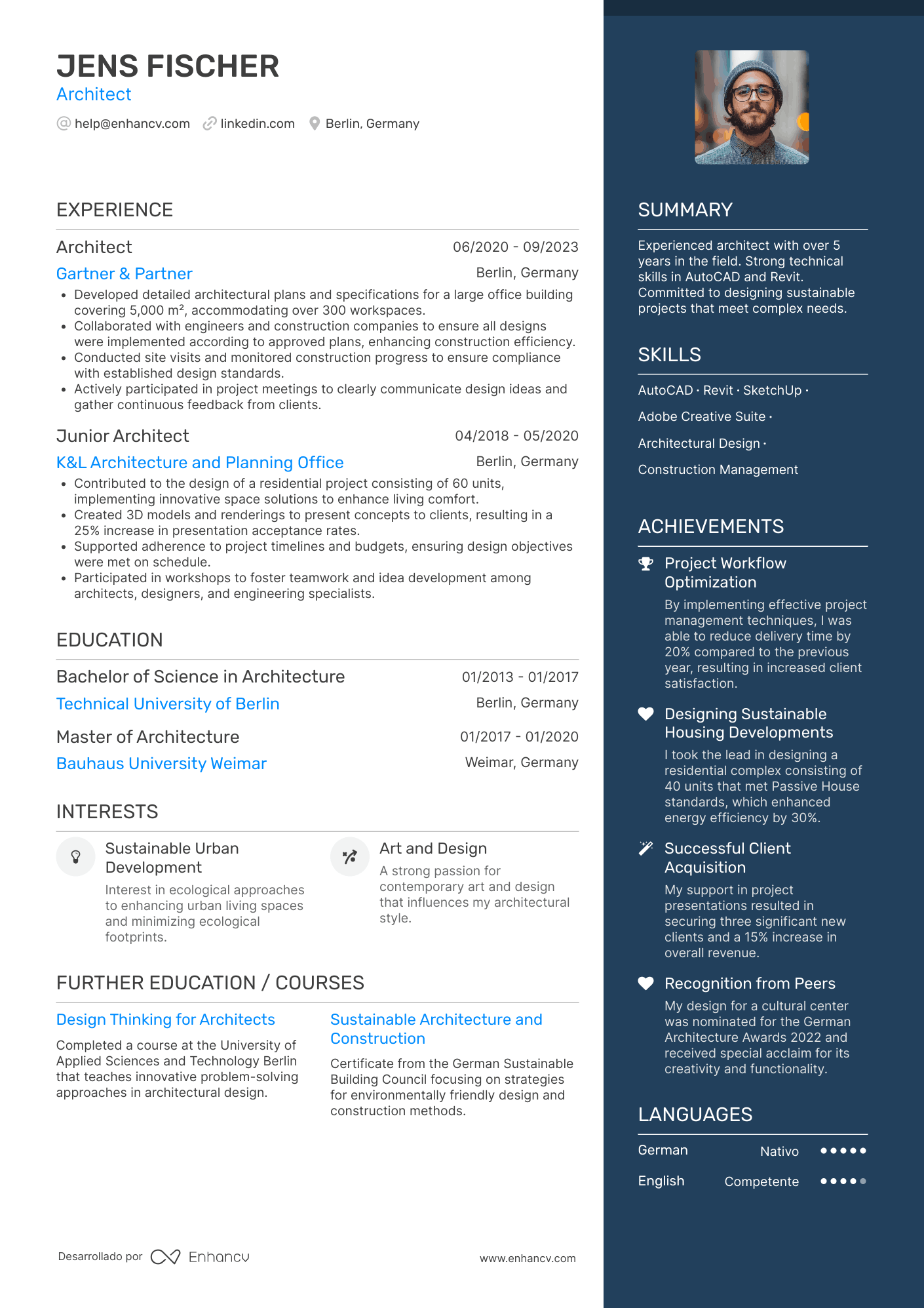 Architect Lebenslauf Beispiel