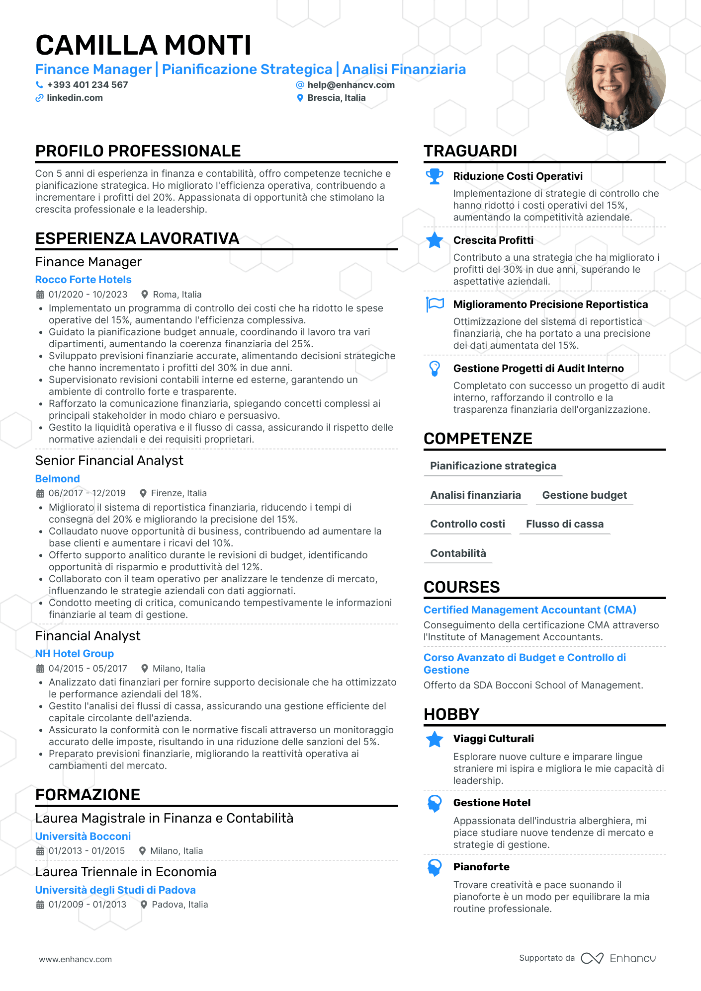 Finance Manager | Pianificazione Strategica | Analisi Finanziaria resume example