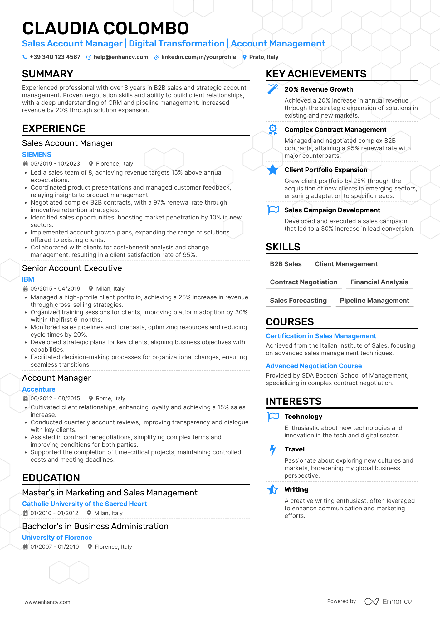 Sales Account Manager | Digital Transformation | Account Management resume example