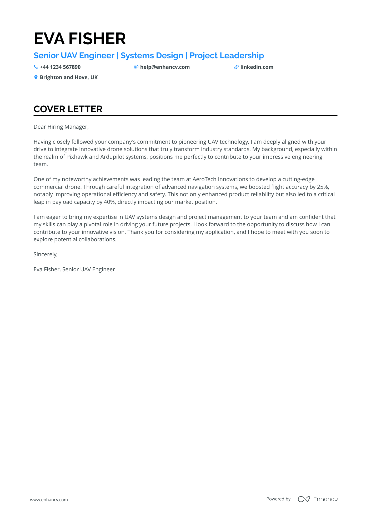 Pilot cover letter example