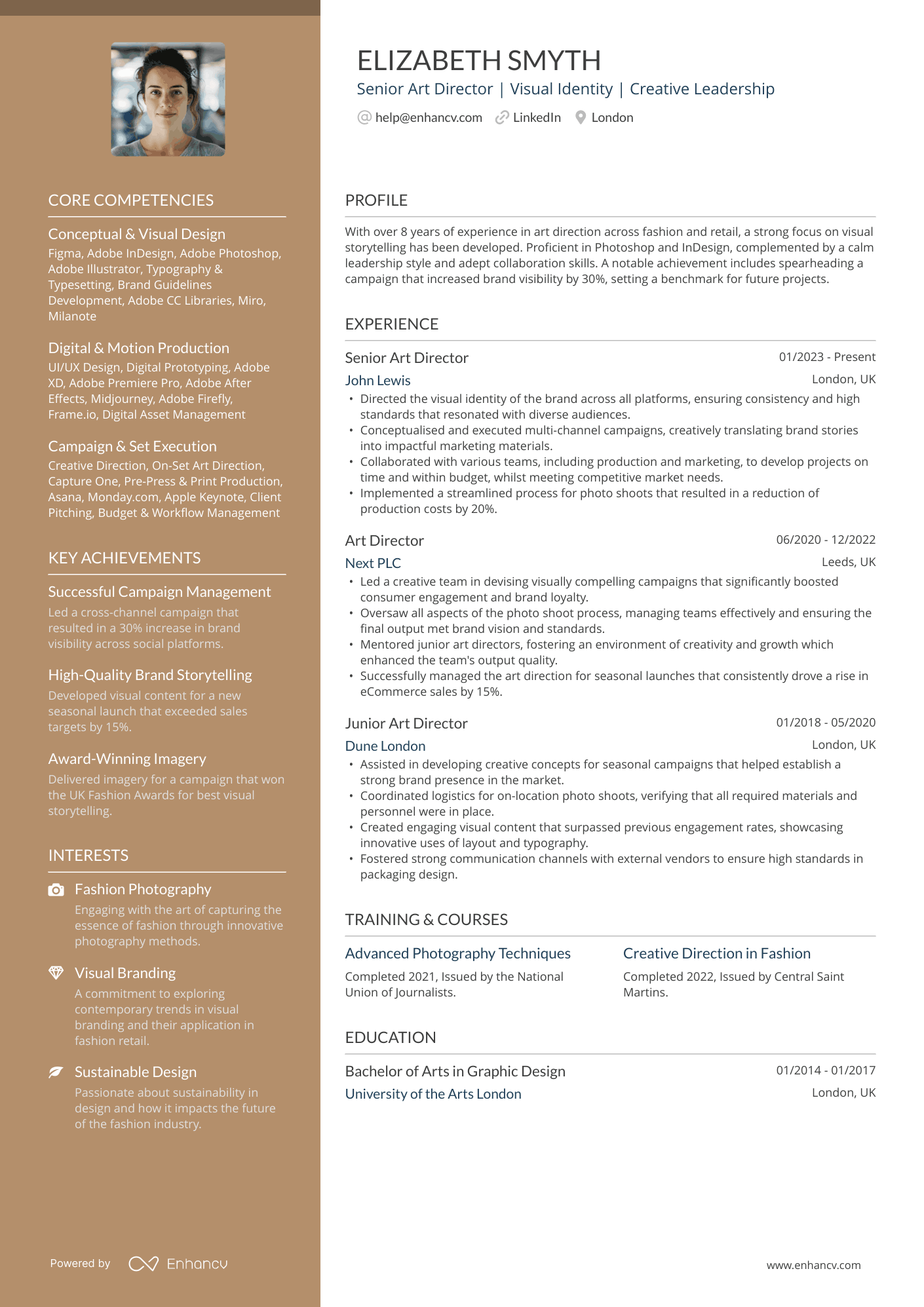 Senior Art Director | Visual Identity | Creative Leadership CV Example