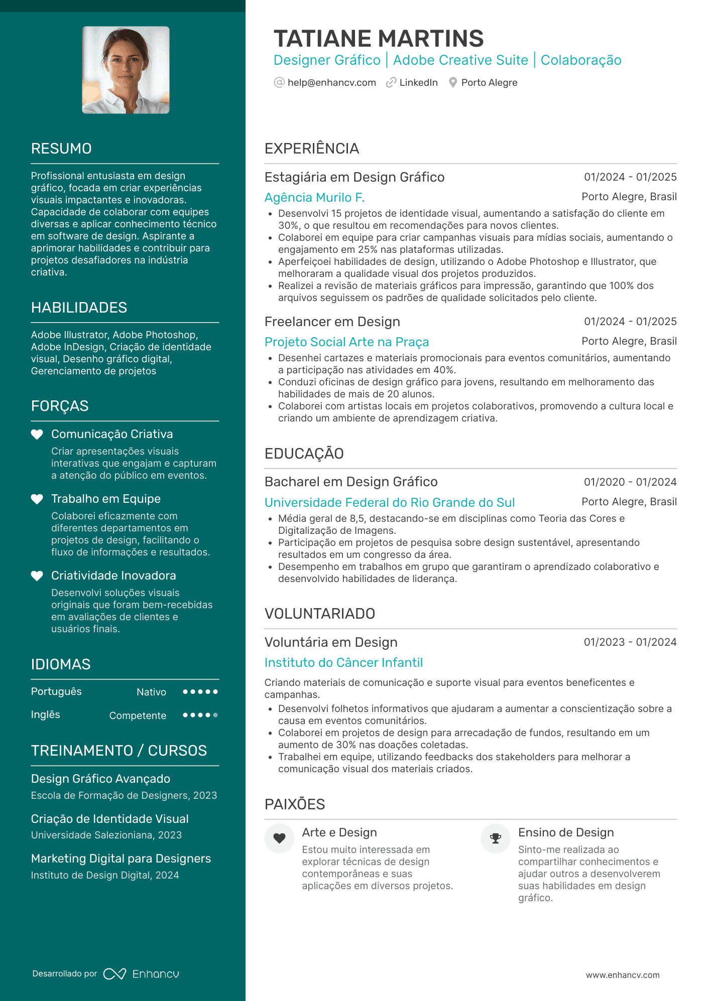Designer Gráfico | Adobe Creative Suite | Colaboração Exemplo de CV