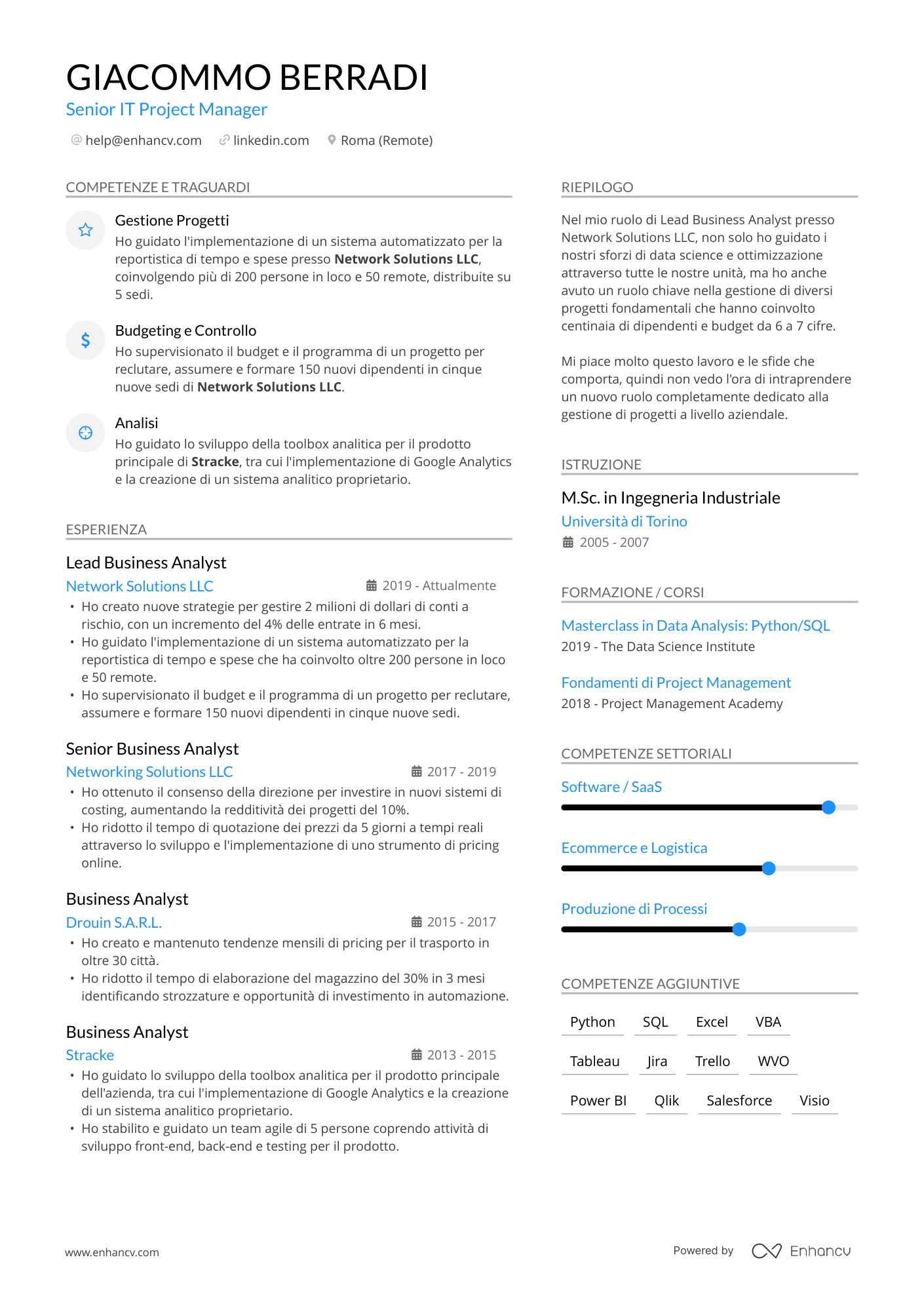 Senior IT Project Manager resume example