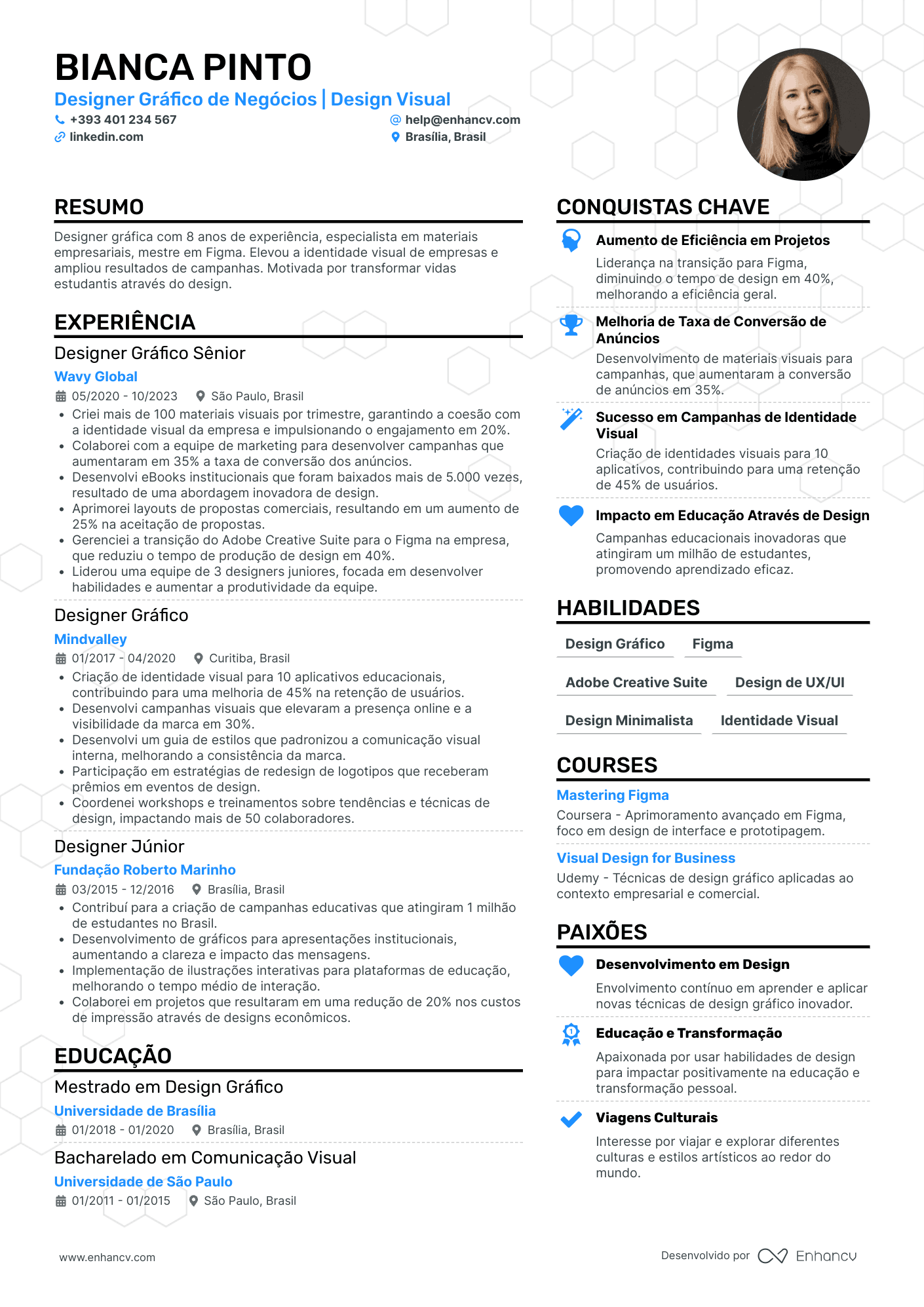 Designer Gráfico de Negócios | Design Visual resume example