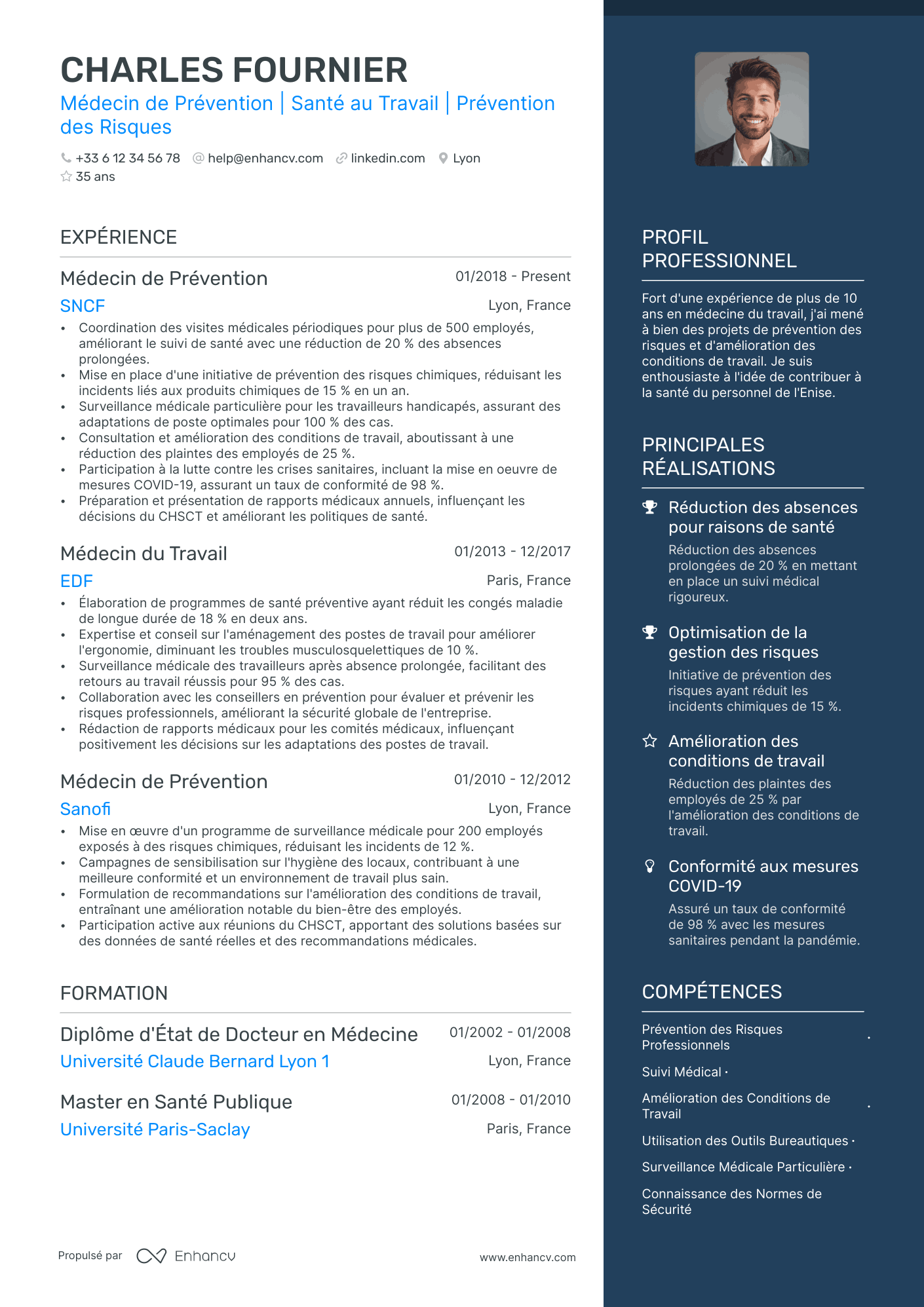 Médecin de Prévention | Santé au Travail | Prévention des Risques resume example