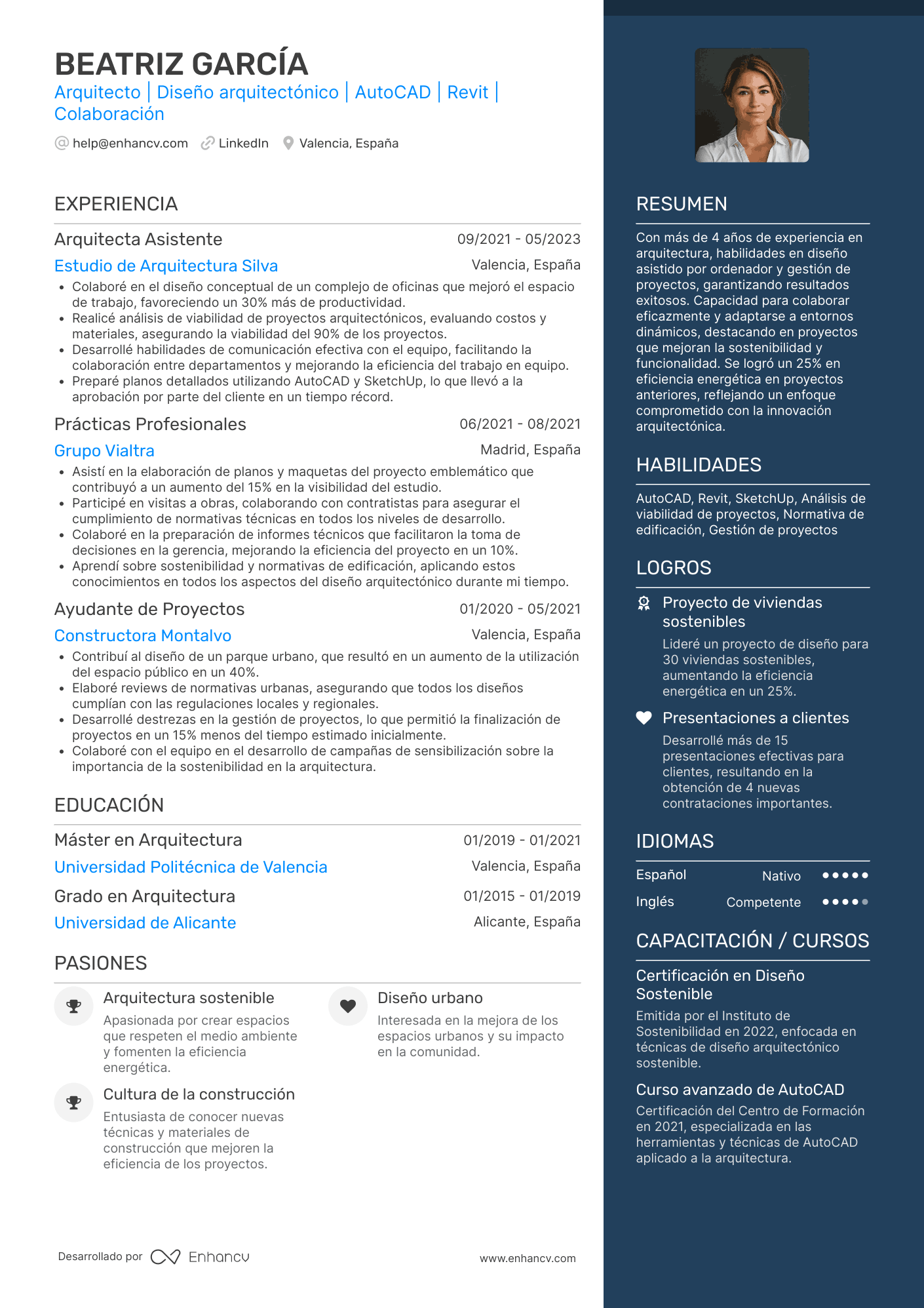 Arquitecto | Diseño arquitectónico | AutoCAD | Revit | Colaboración Ejemplo de CV