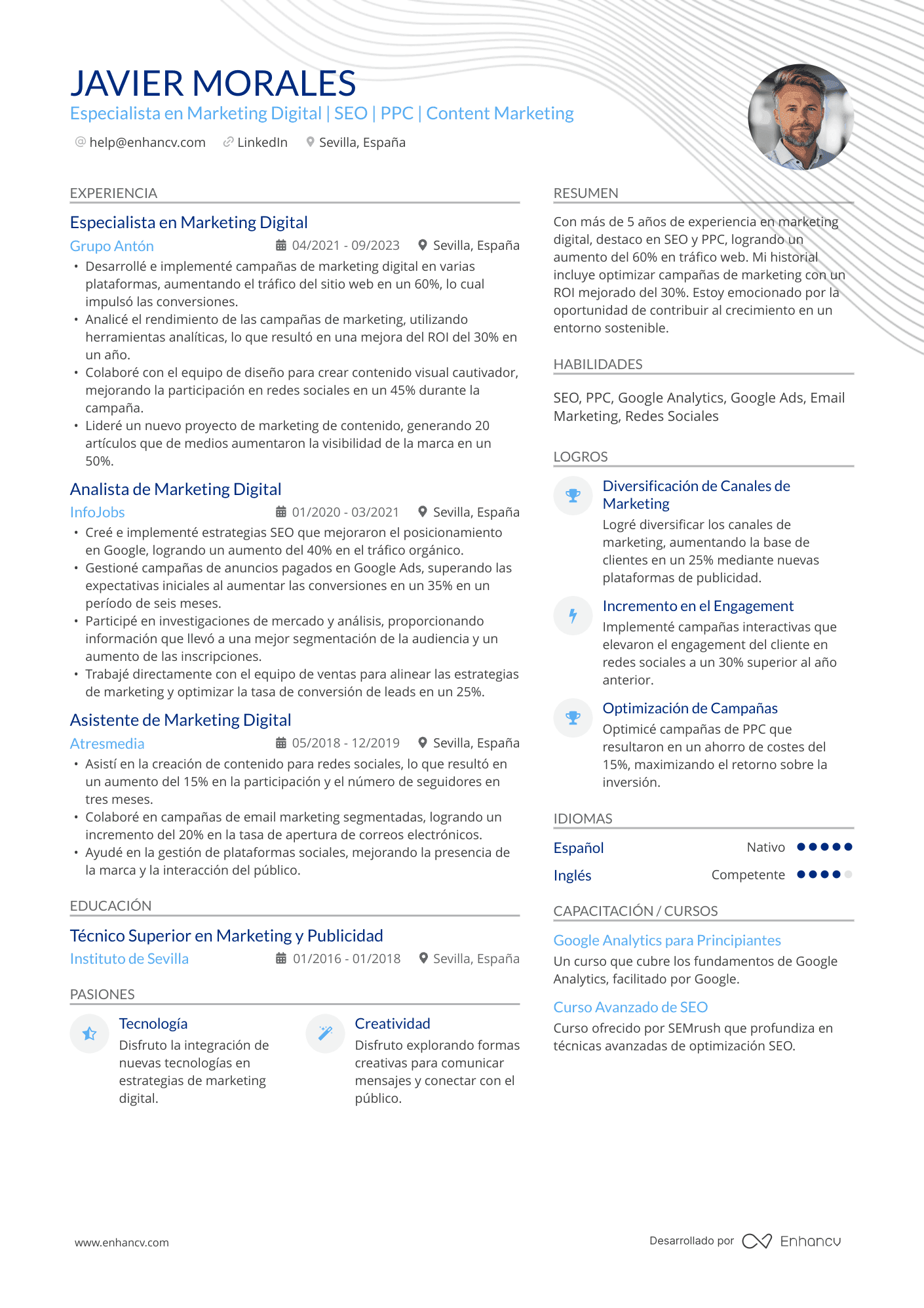 Especialista en Marketing Digital | SEO | PPC | Content Marketing Ejemplo de CV