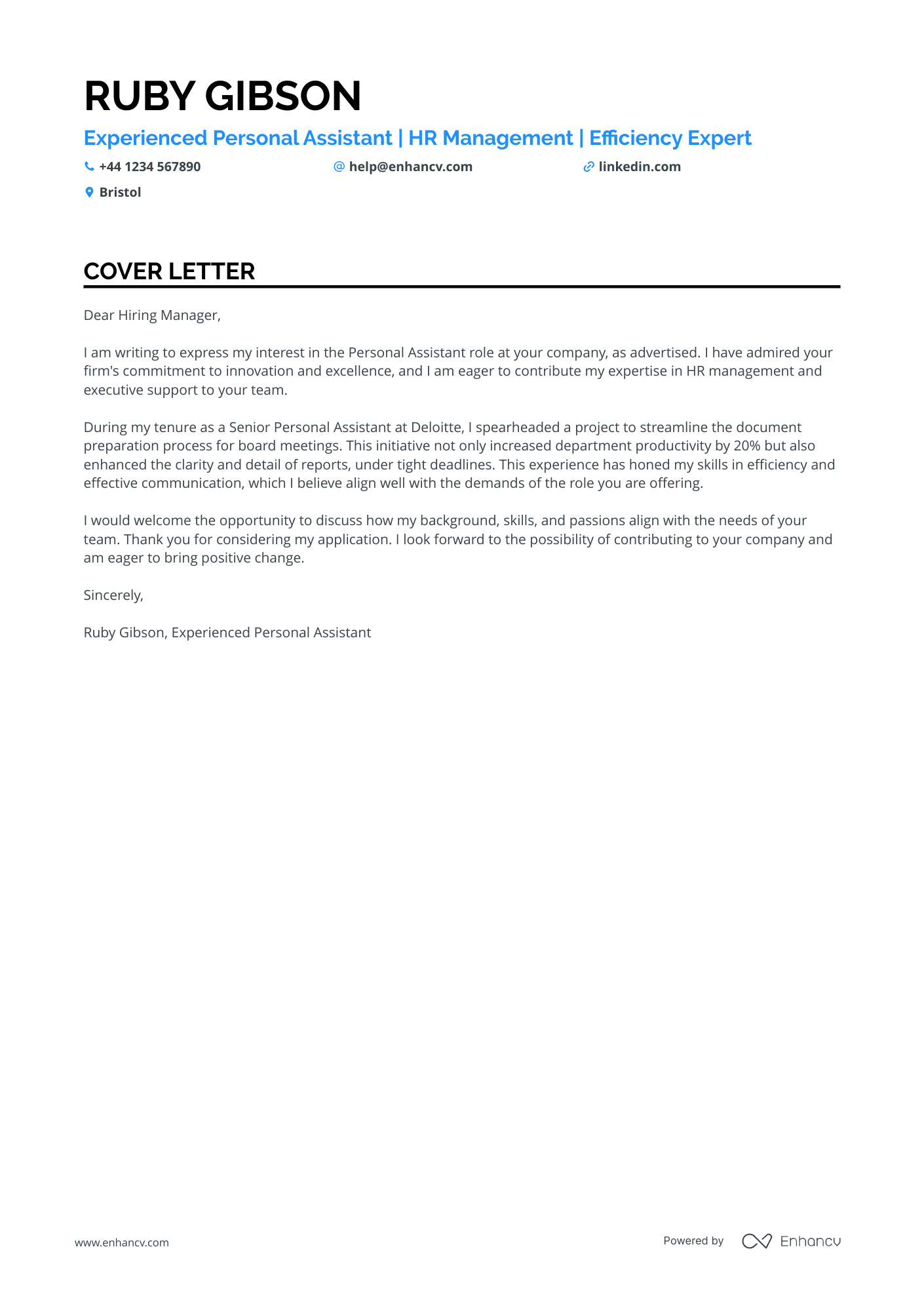 CEO cover letter example