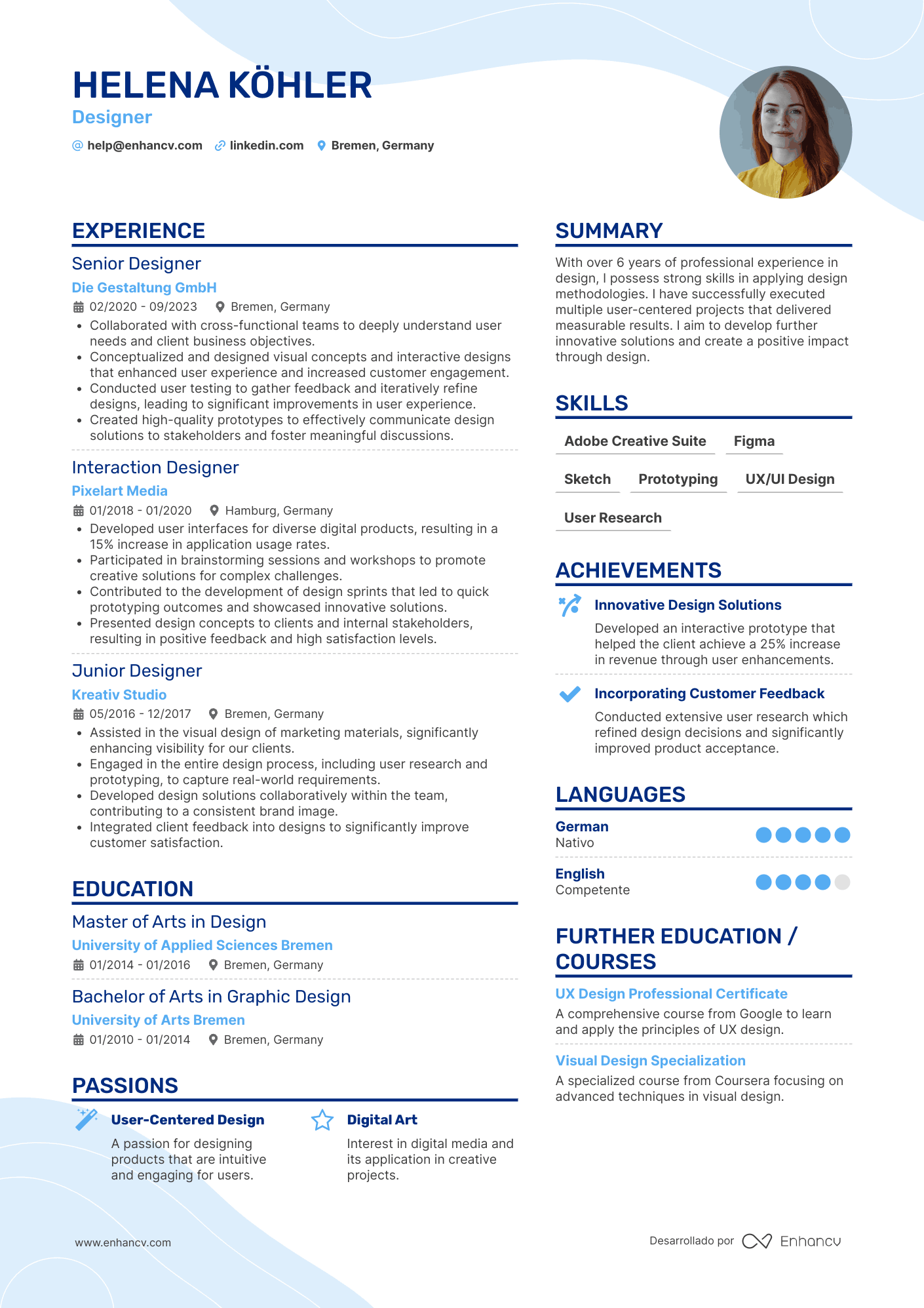 Designer Lebenslauf Beispiel