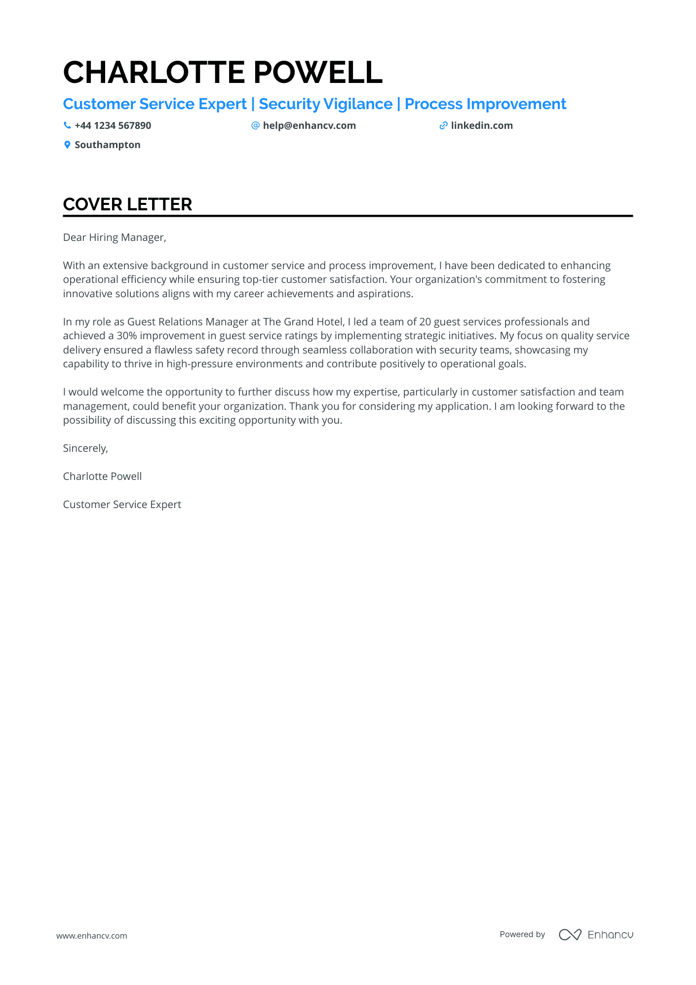 Security Officer cover letter example