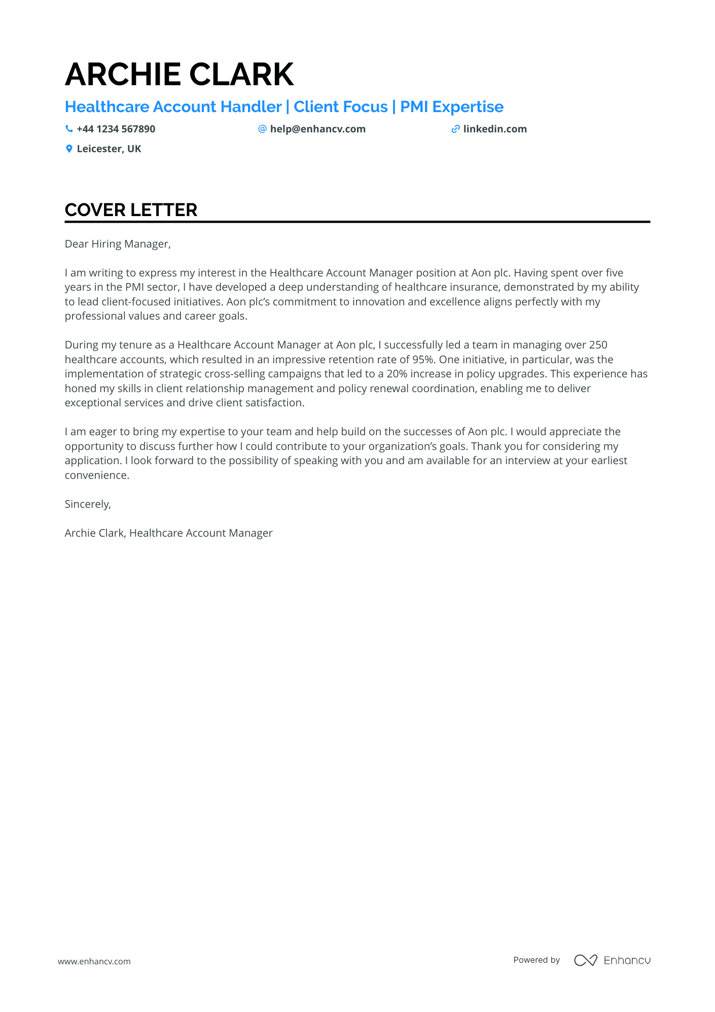 Insurance broker cover letter example