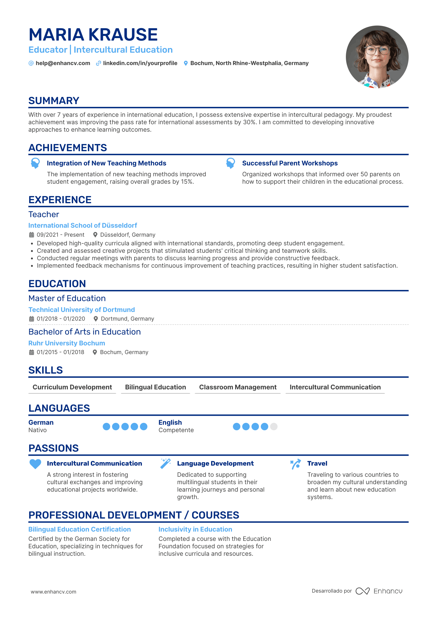 Educator | Intercultural Education Lebenslauf Beispiel