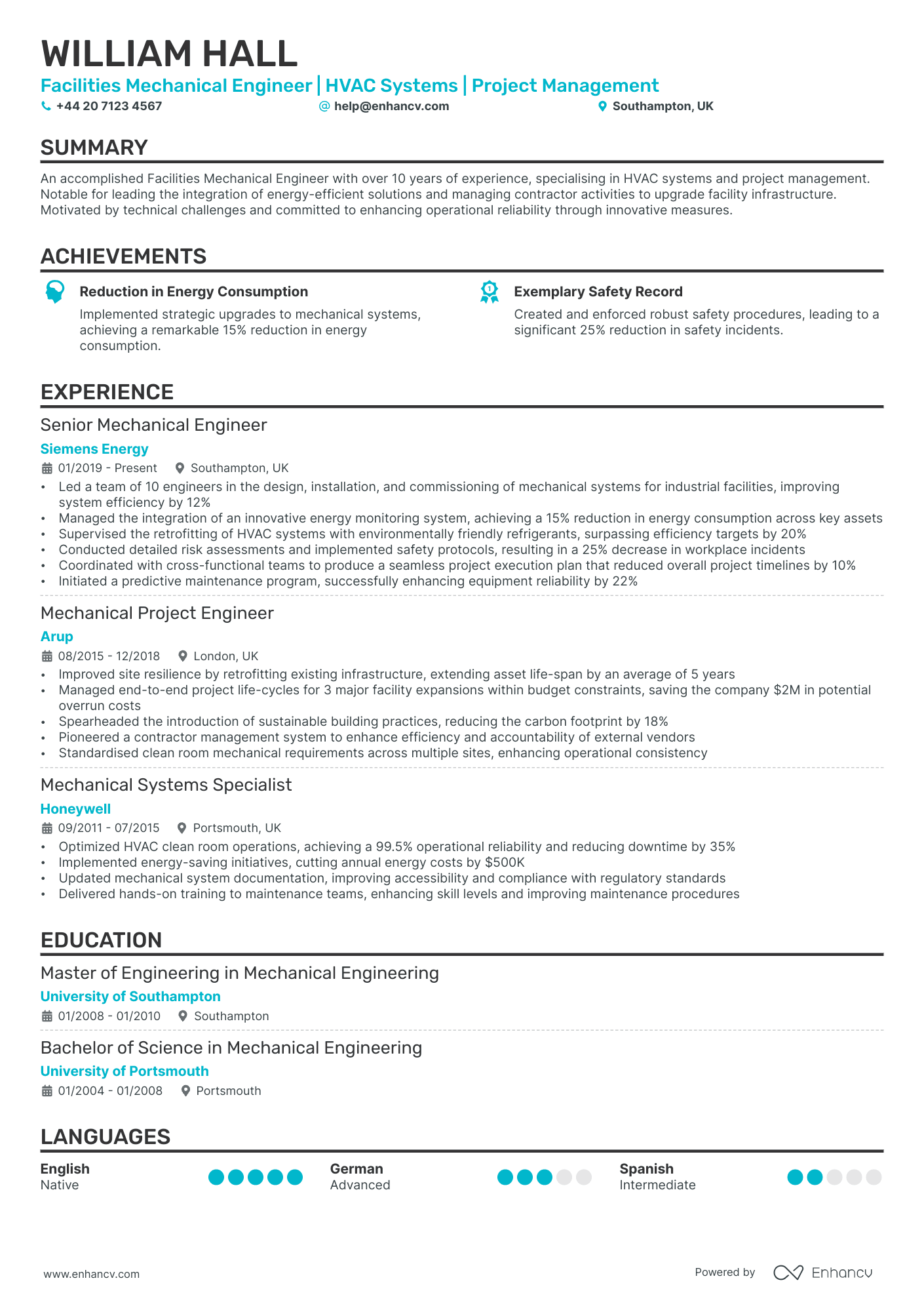 Single column CV template