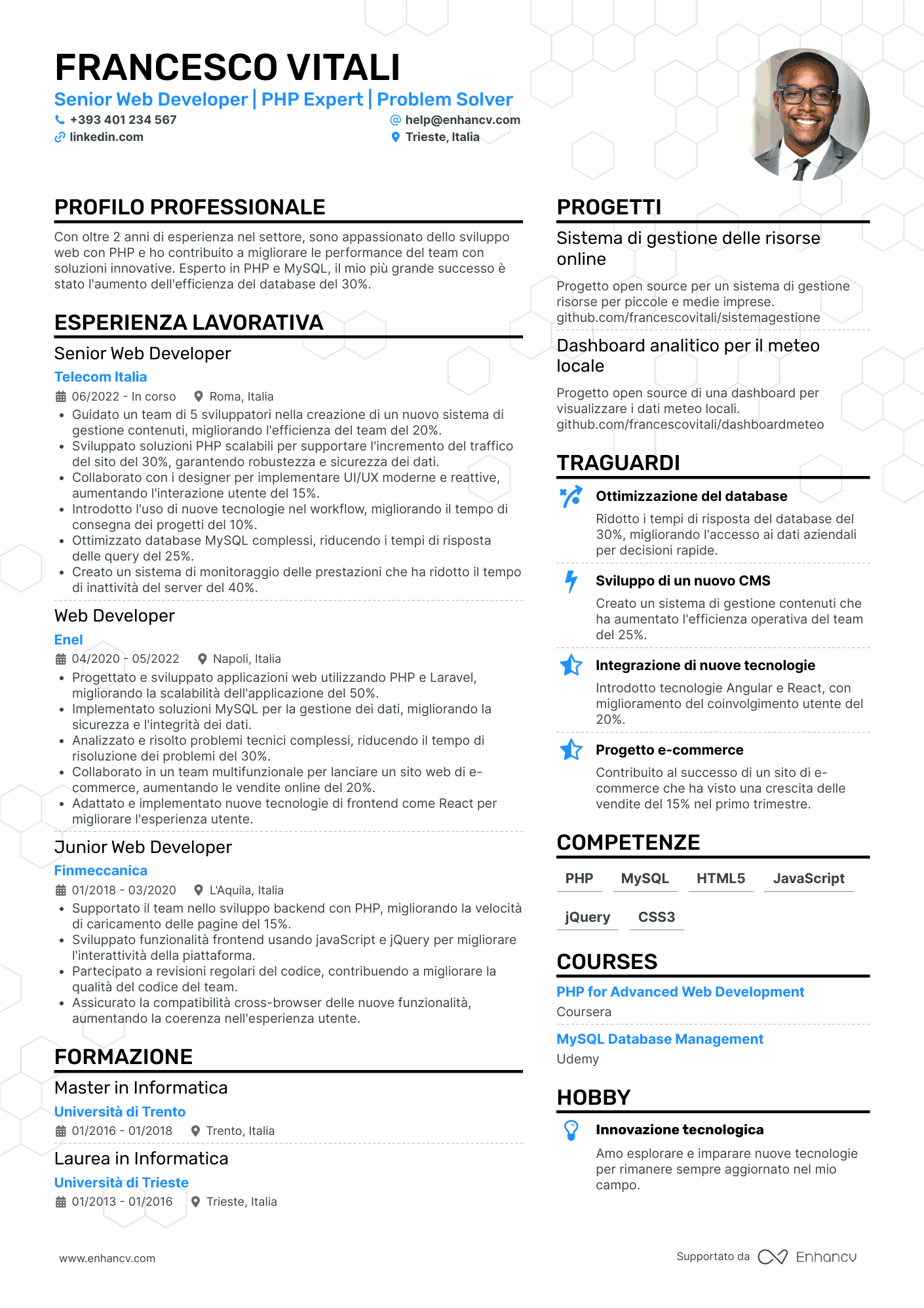 Senior Web Developer | PHP Expert | Problem Solver resume example