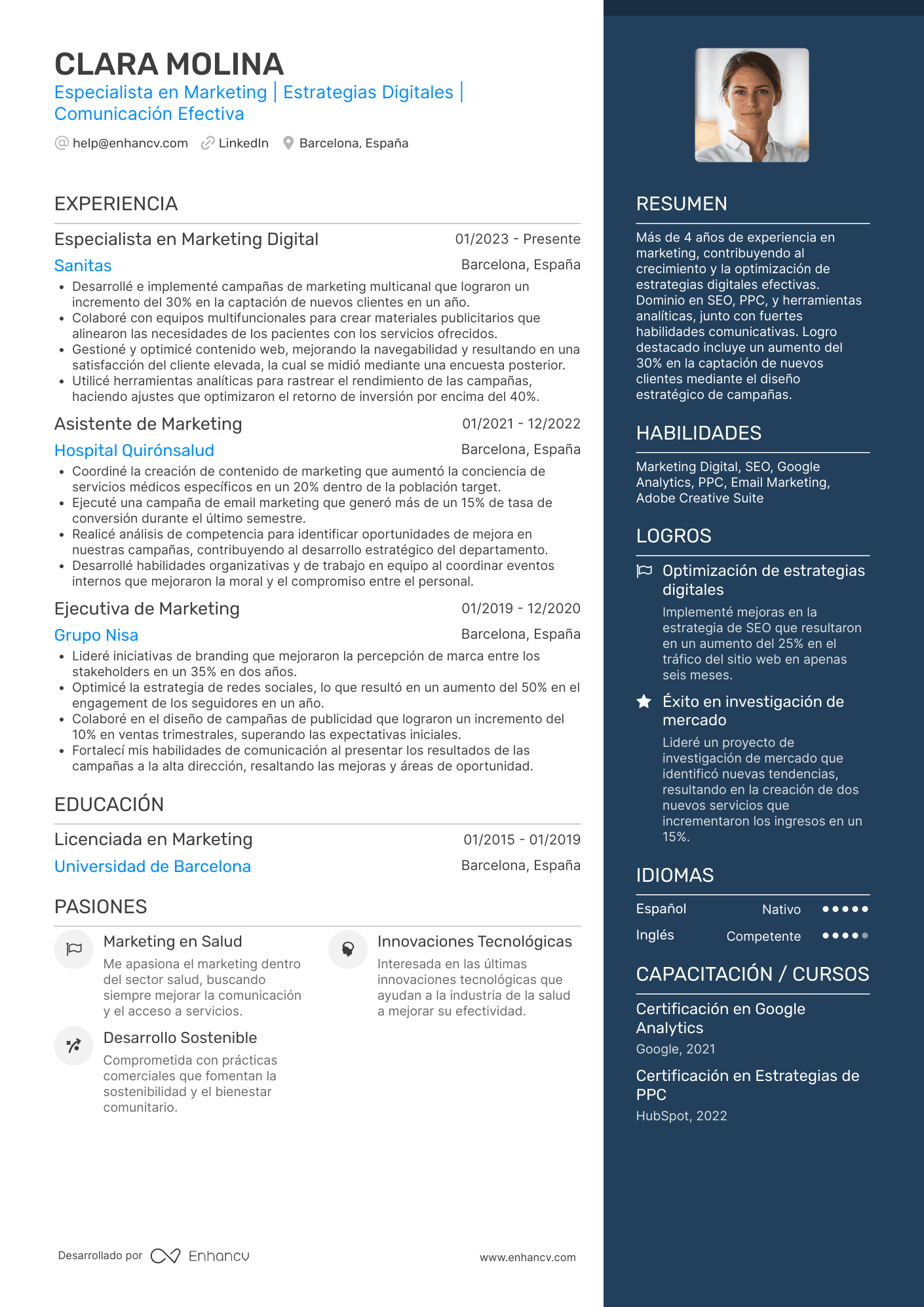 Especialista en Marketing | Estrategias Digitales | Comunicación Efectiva Ejemplo de CV