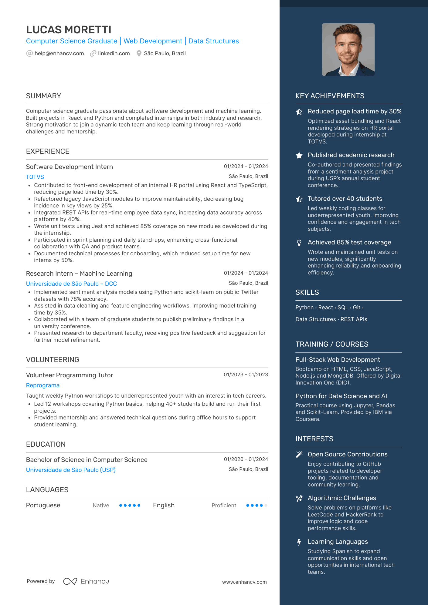 Computer Science Graduate | Web Development | Data Structures resume example
