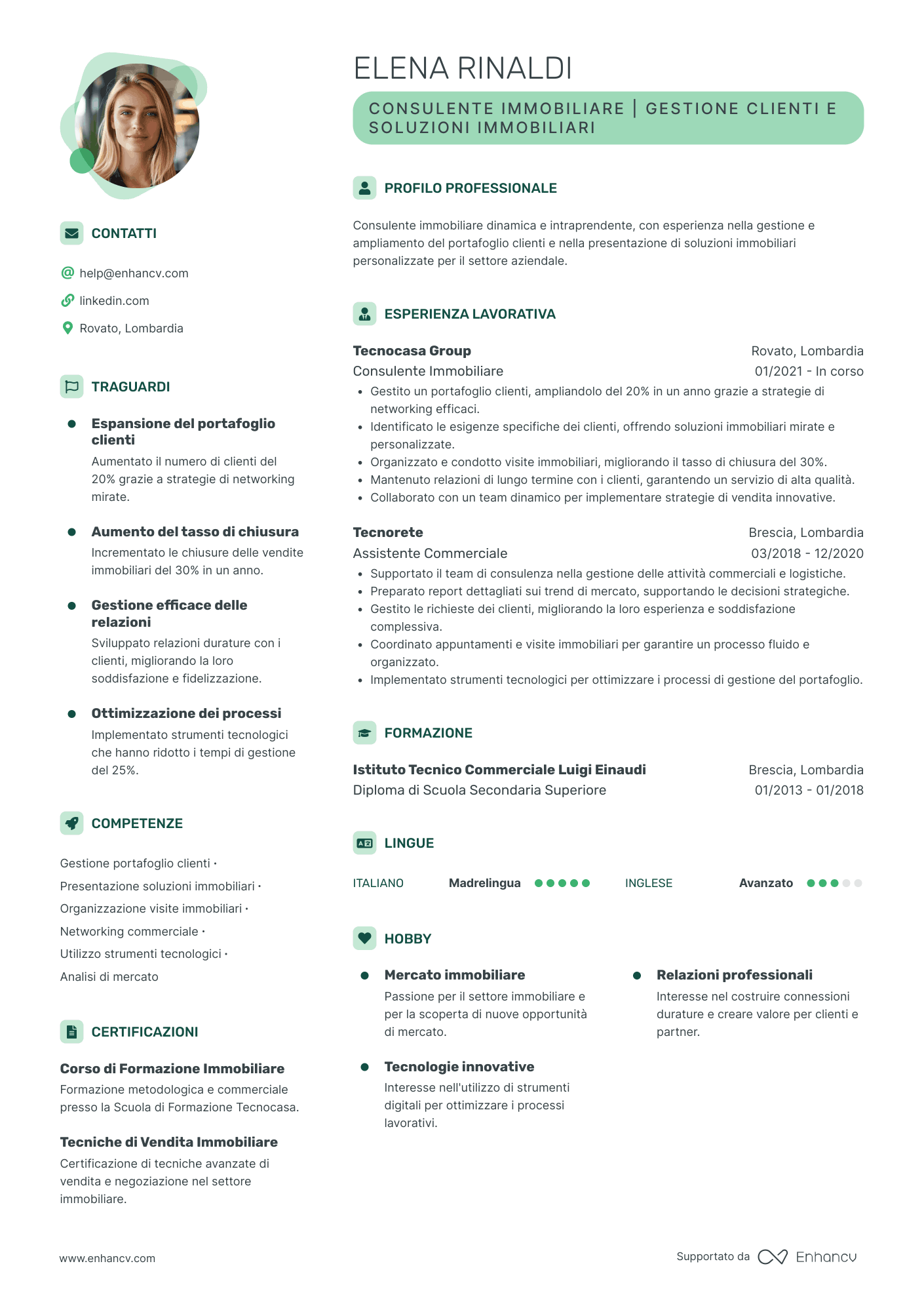 Consulente Immobiliare | Gestione Clienti e Soluzioni Immobiliari resume example