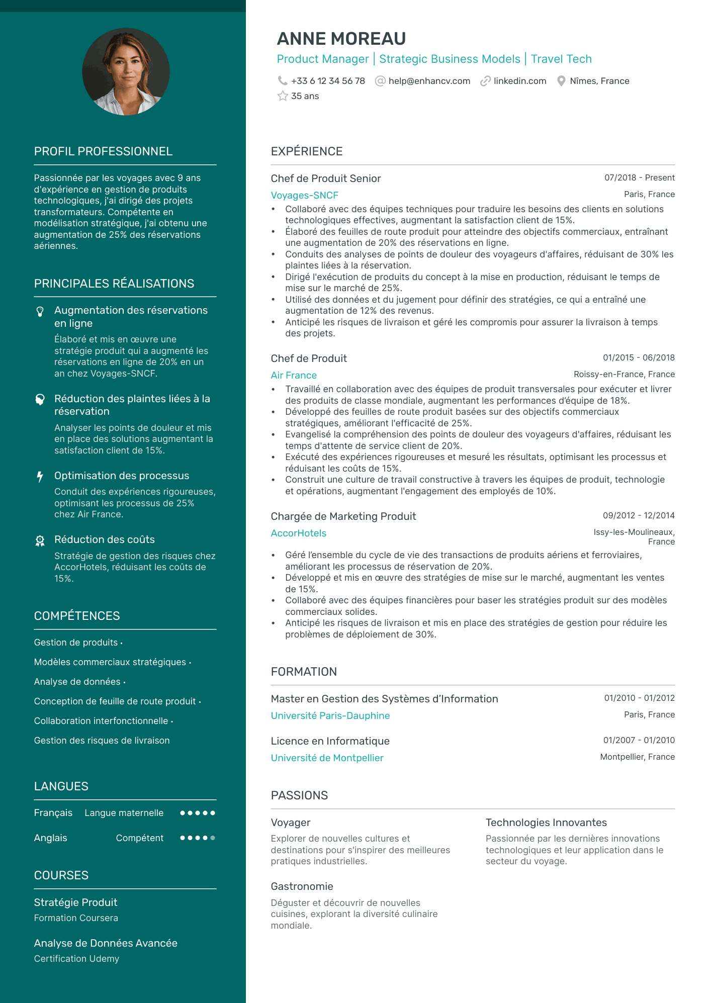 Product Manager | Strategic Business Models | Travel Tech resume example