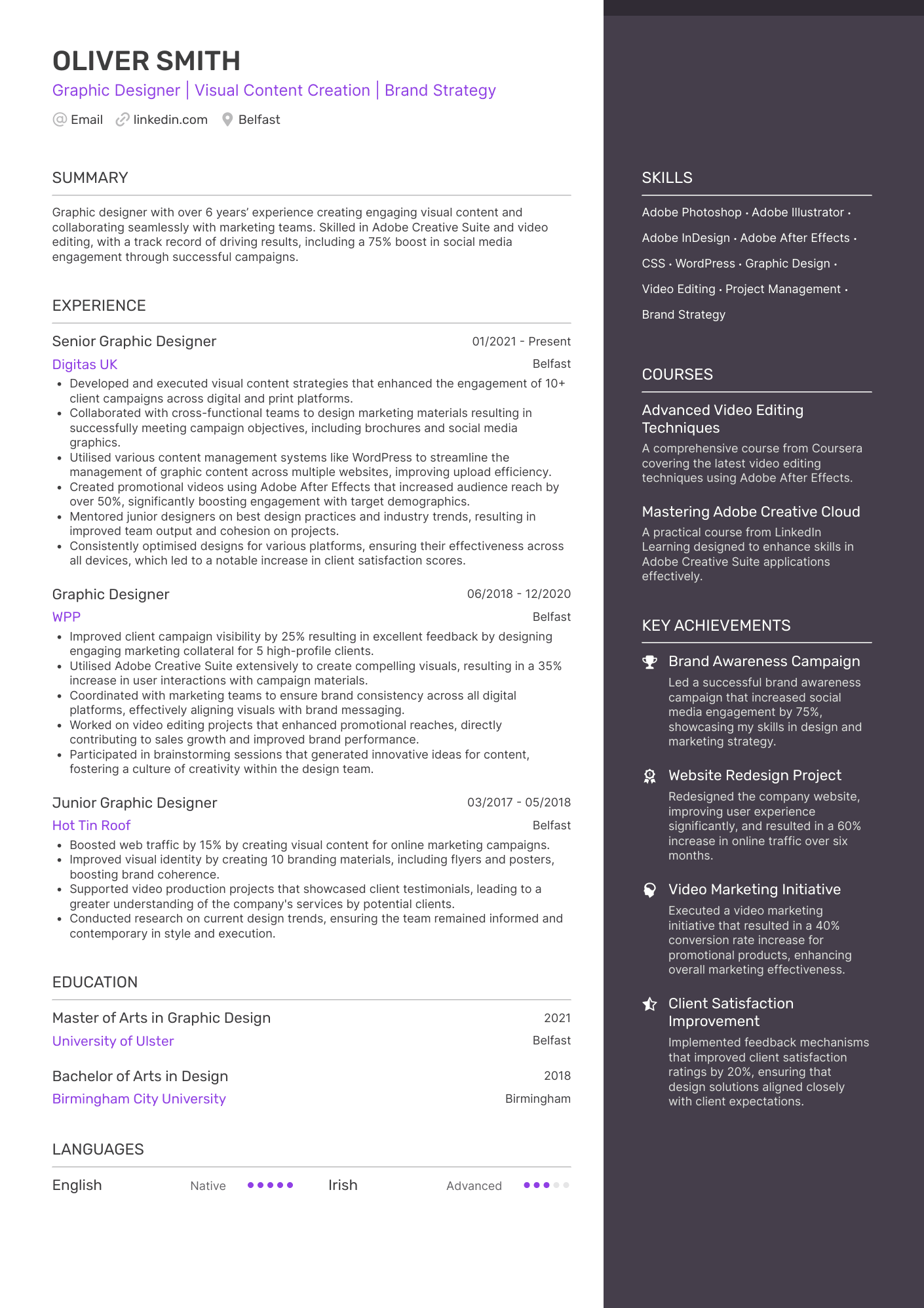 Graphic Designer | Visual Content Creation | Brand Strategy CV Example