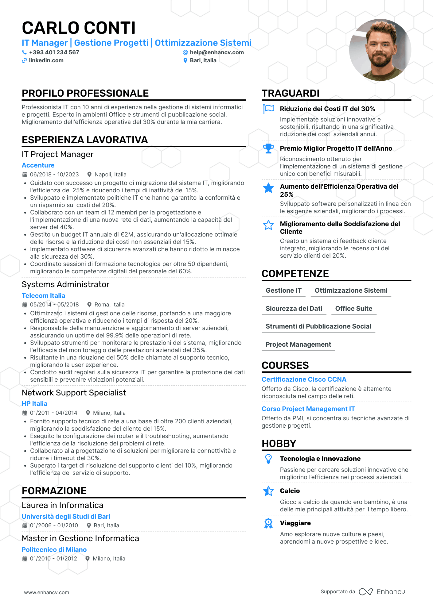 IT Manager | Gestione Progetti | Ottimizzazione Sistemi resume example