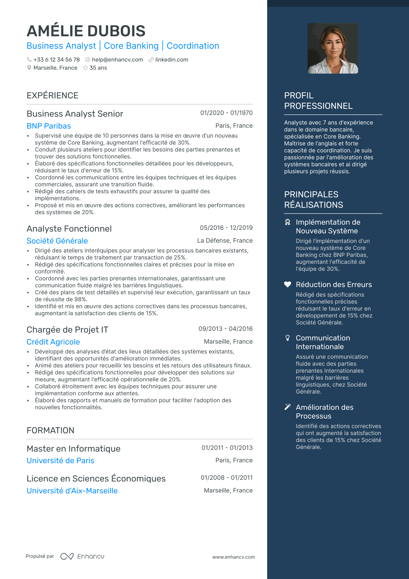 Business Analyst | Core Banking | Coordination resume example