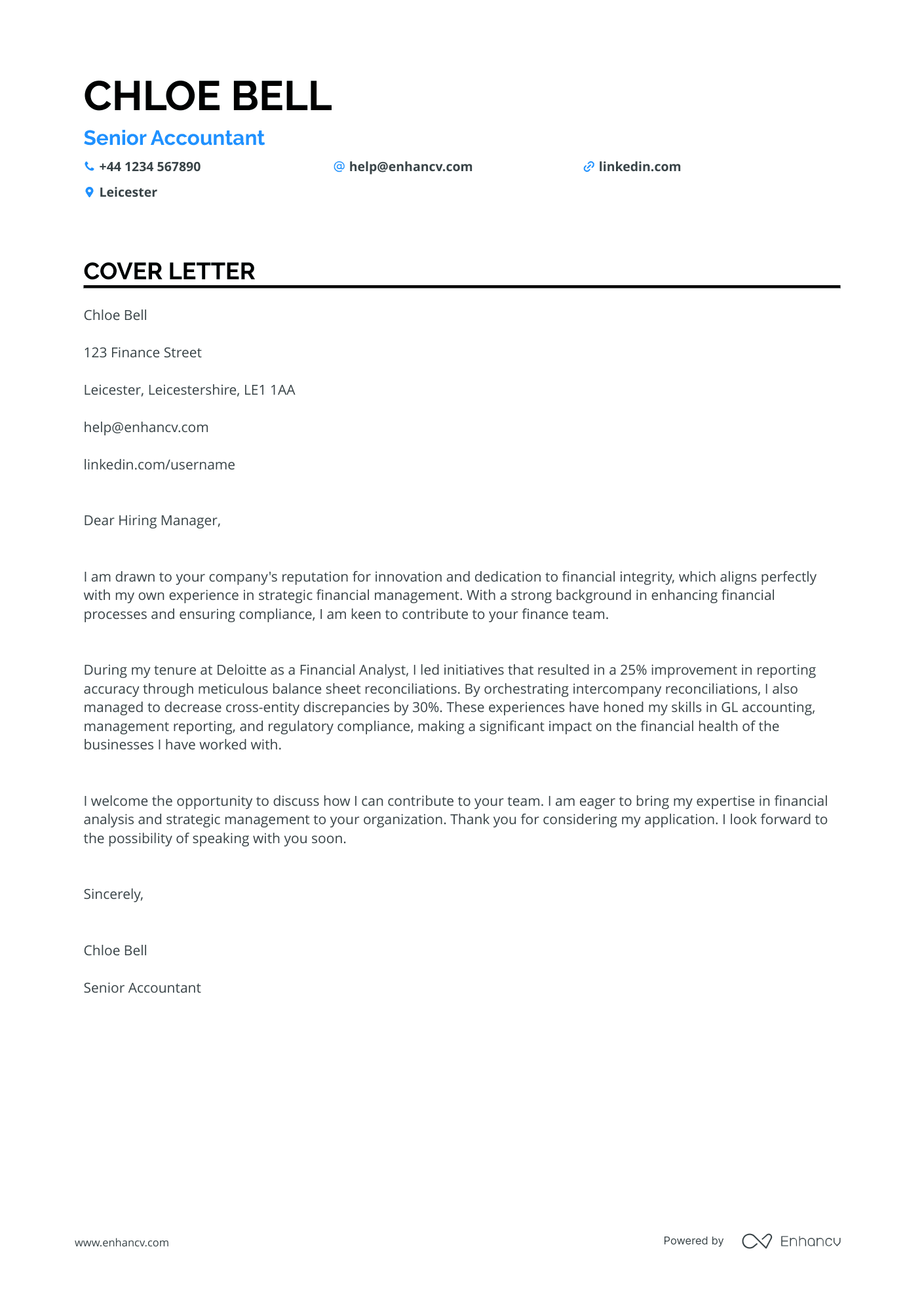 Accounting cover letter example