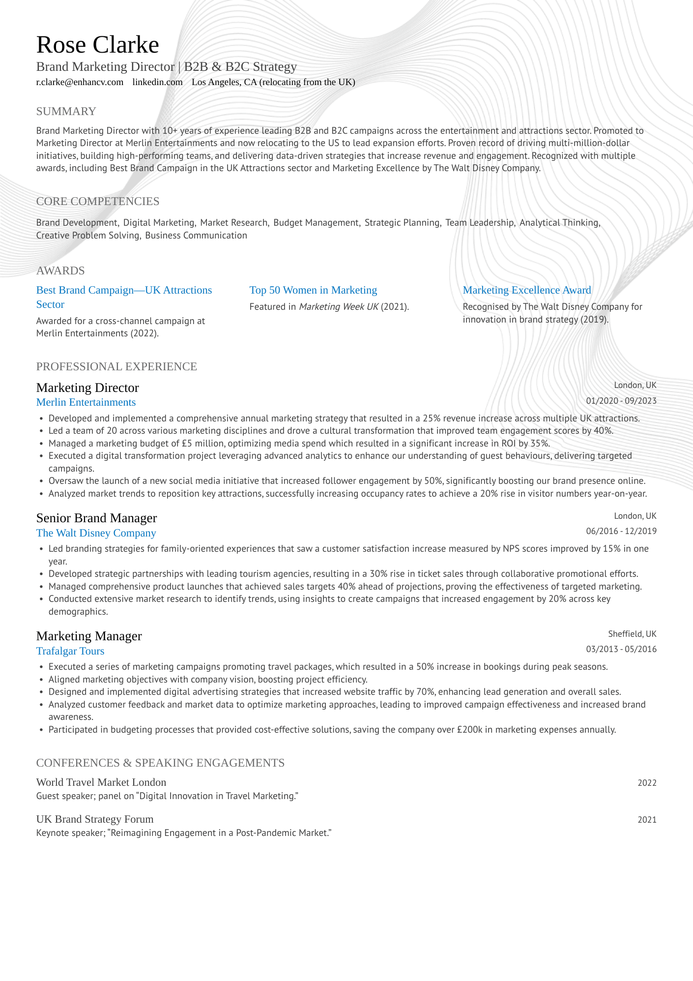 Brand Marketing Director | B2B &amp; B2C Strategy CV Example