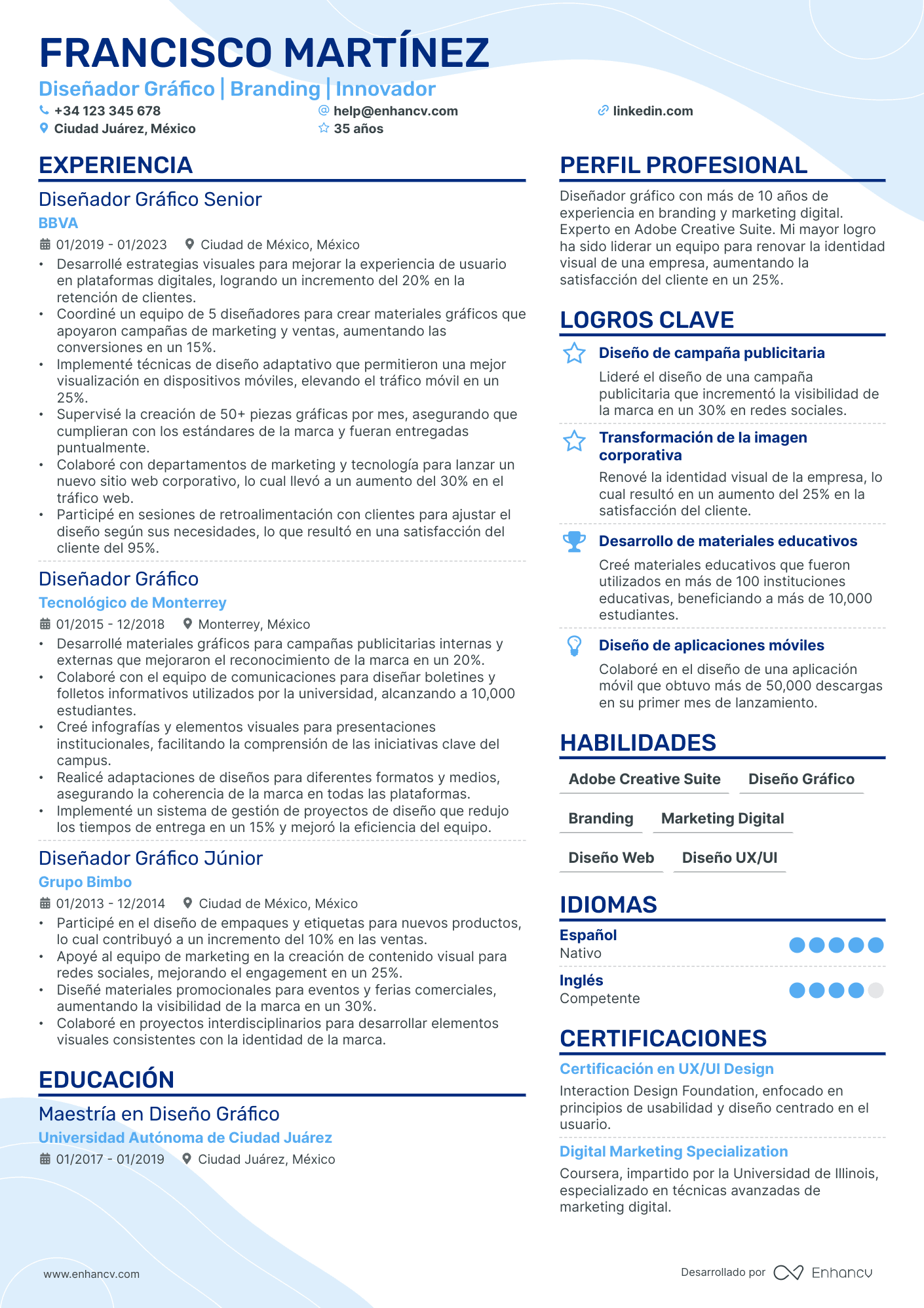 Diseñador Gráfico | Branding | Innovador resume example