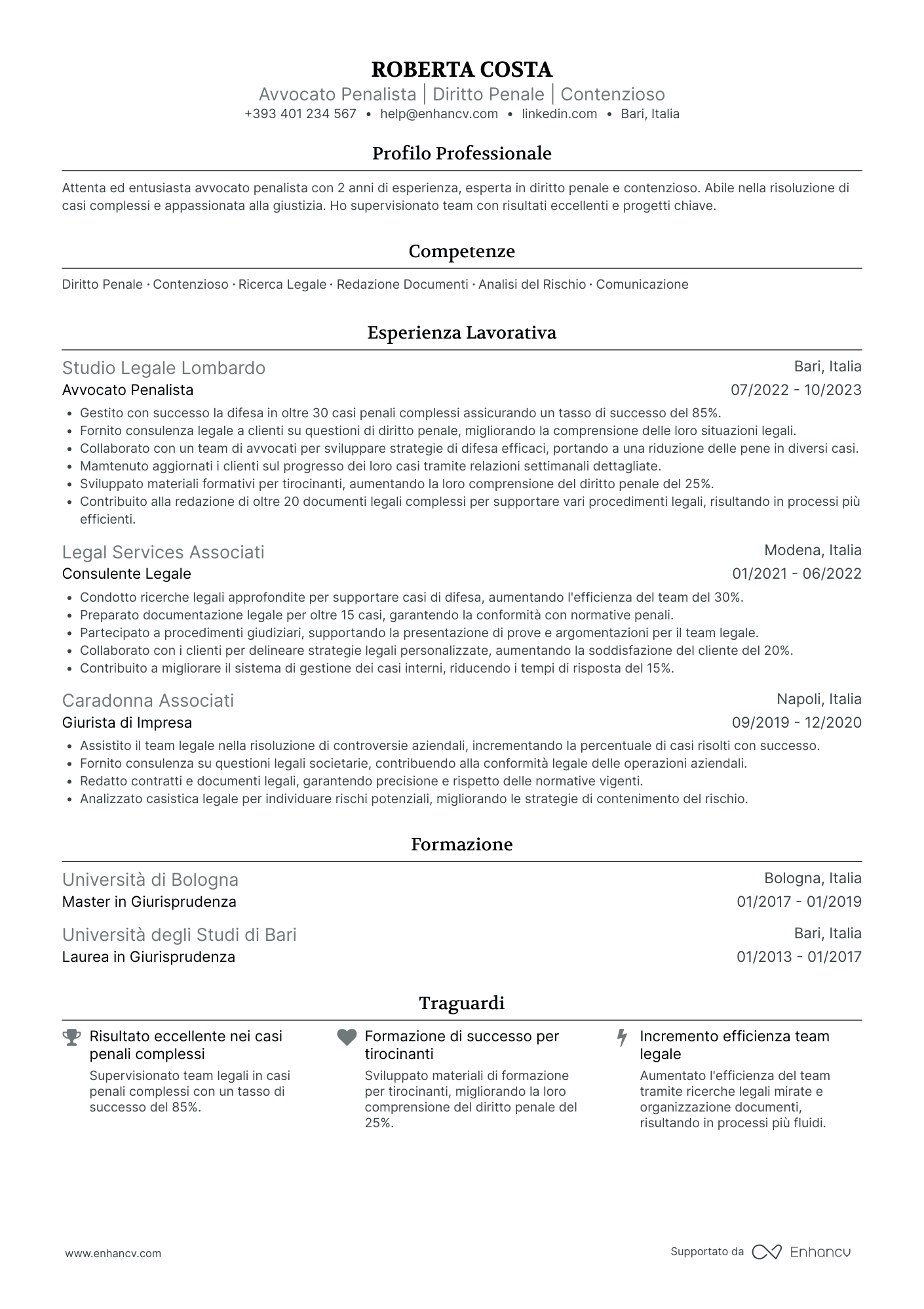 Avvocato Penalista | Diritto Penale | Contenzioso resume example